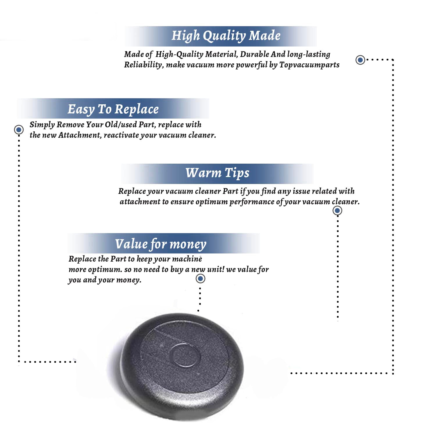 Topvacuumparts Replacement Part For Eureka 3670 3684A Mighty Mite Ii Rear Wheel # compare to part 15409A-119N