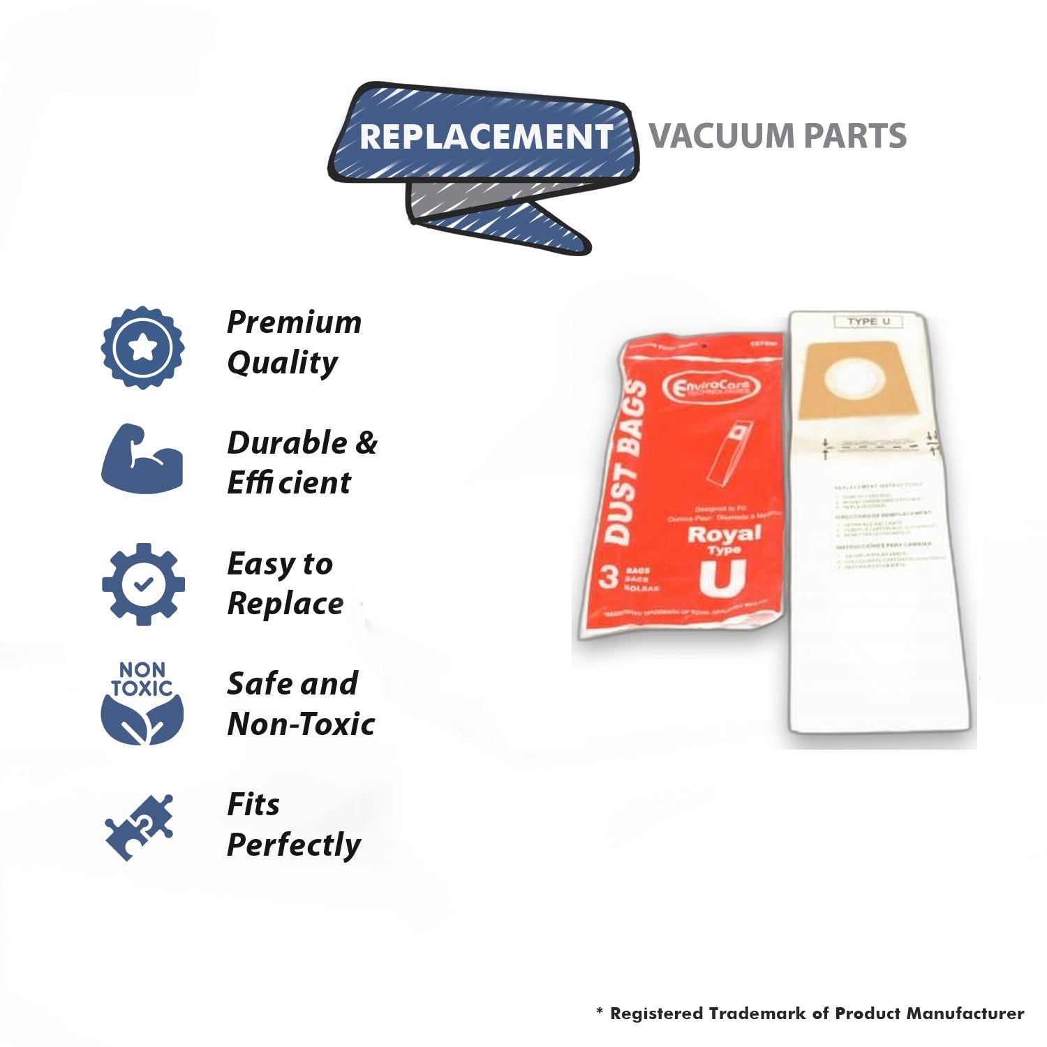Topvacuumparts Replacement Part For Dirt Devil ROR-1421 Vacuum Cleaner Paper Bags 3pk # compare to part 3920047001, 3920750001, 3-920750-001