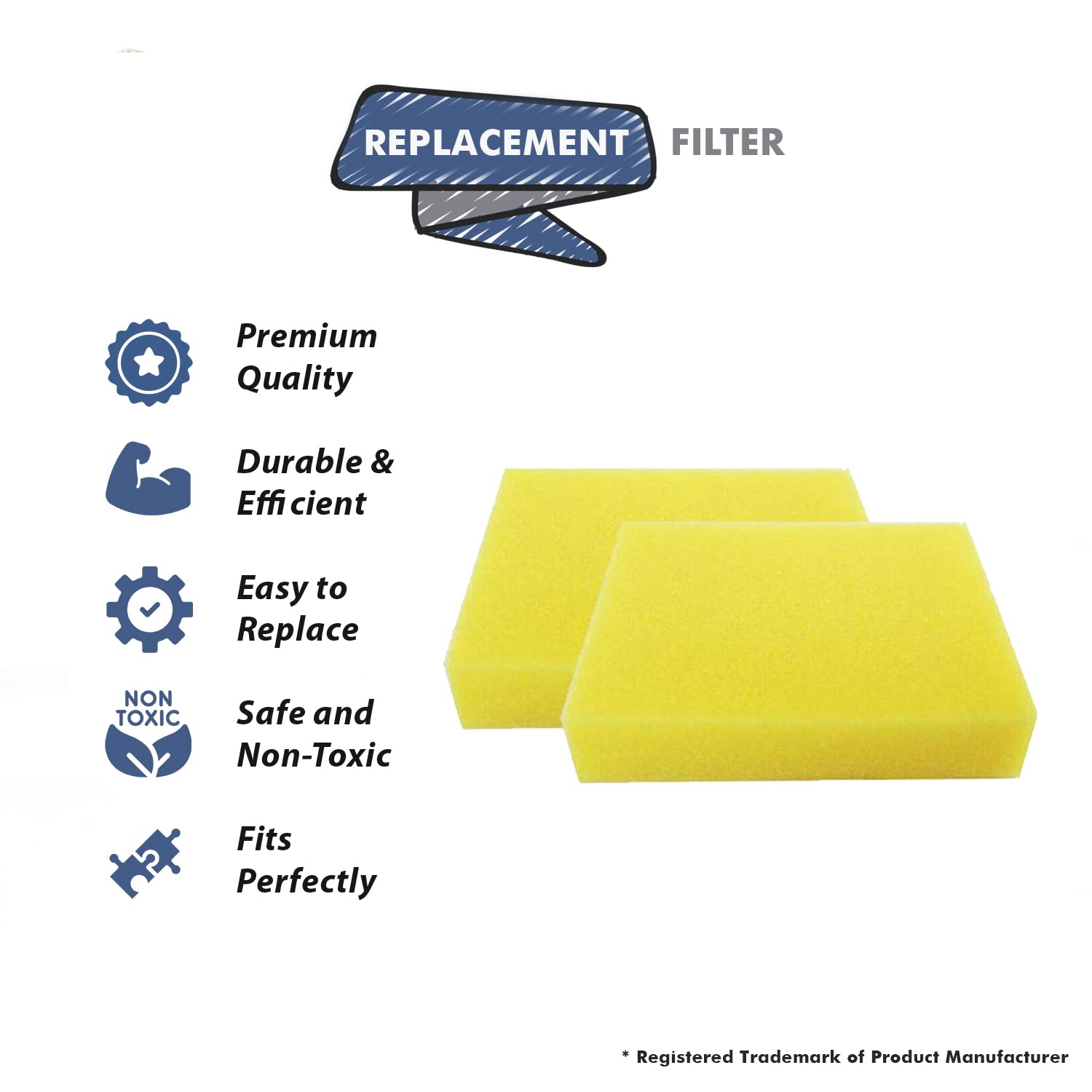 Topvacuumparts 2-Pack Pre Motor Filters Replacement Part For Bissell PowerClean 1330K / Powerlifter Rewind 1413 1413W Upright Vacuum # 1601502