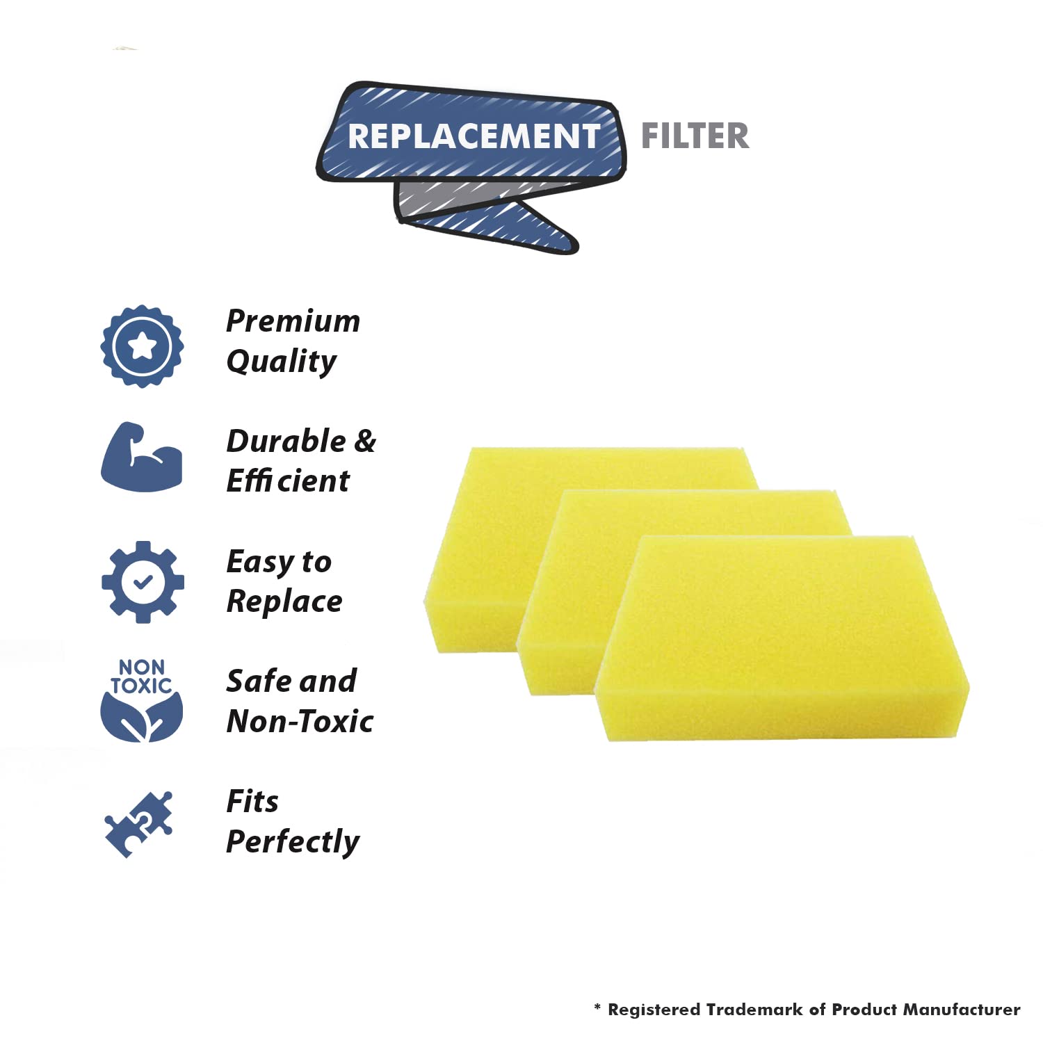 Topvacuumparts 3-Pack Pre Motor Filters Replacement Part For Bissell Cleanview Plus 3918 3583 35831 35835 3583R 1822 1825 1813 1823 1836 # 1601502