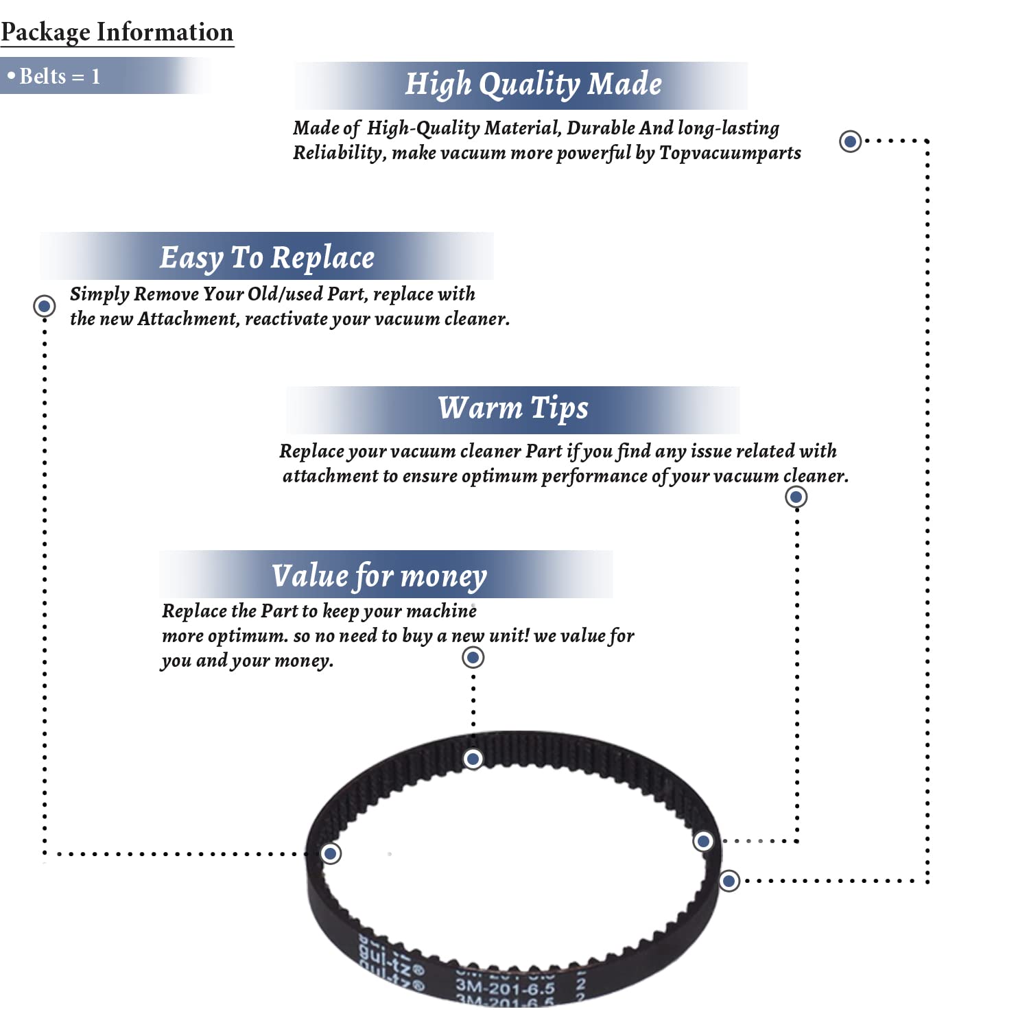 Topvacuumparts Replacement Part for Bissell Steam Vac Geared Belt 1Pk Deep  Essential,8852 SERIES # Compare to Part 1601542