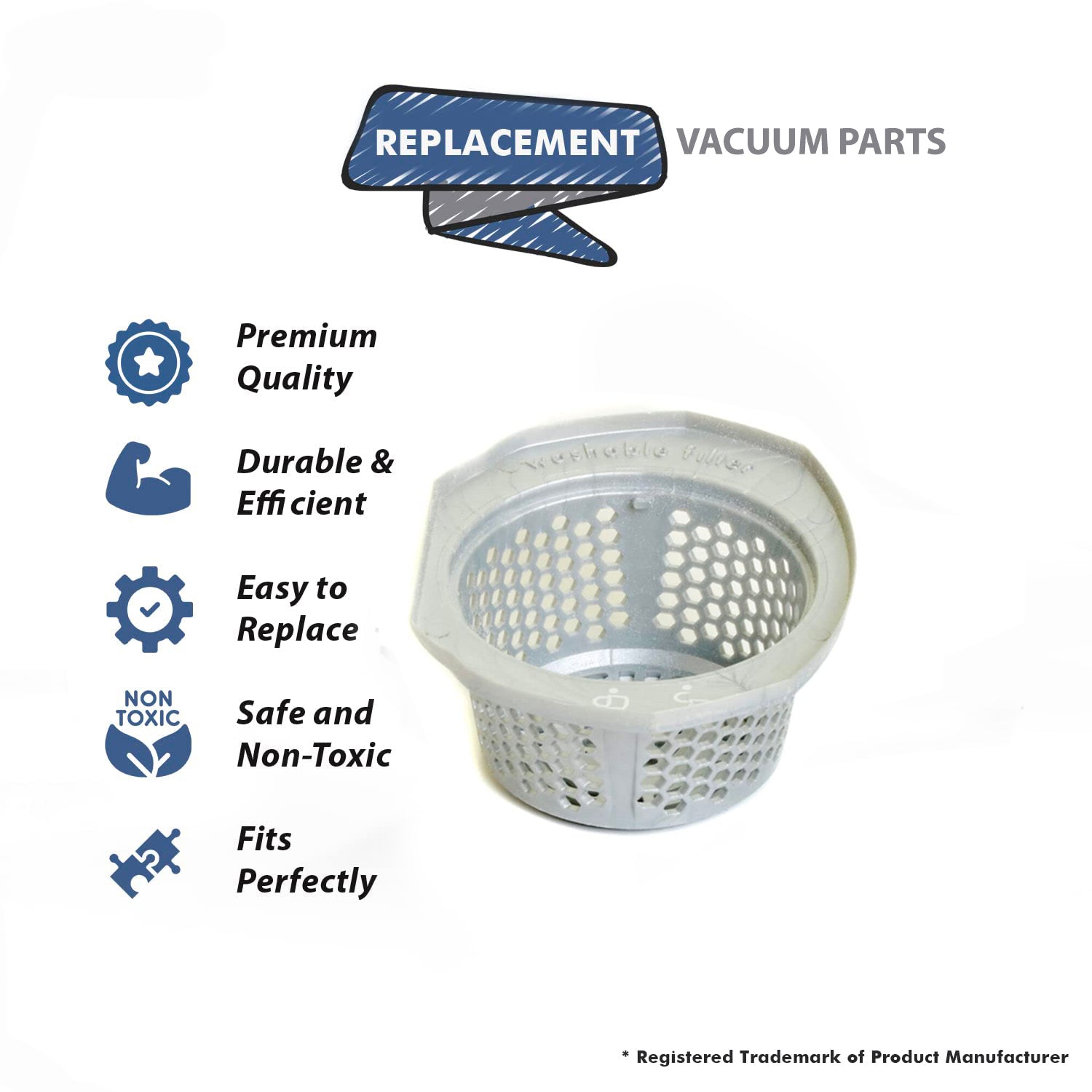 Topvacuumparts Replacement Part For Bissell Filter Cup for 13129, 1312R, 1313, 13131, 13132, 1313R, 1313T, 1313V Vac Models # compare to part 1604481