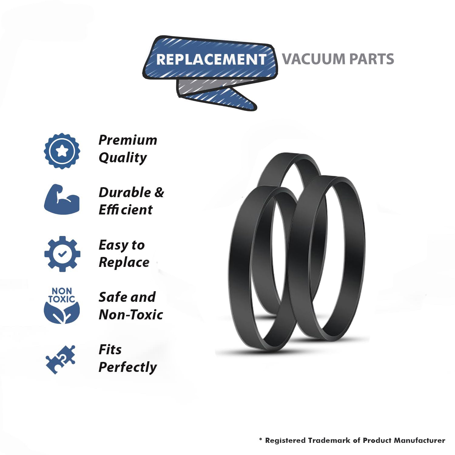 Topvacuumparts 1604895 Belt for Bissell Powerforce Compact Upright Vacuum, Vacuum Belt fits 2112, 1520, # compare to parts 1604895