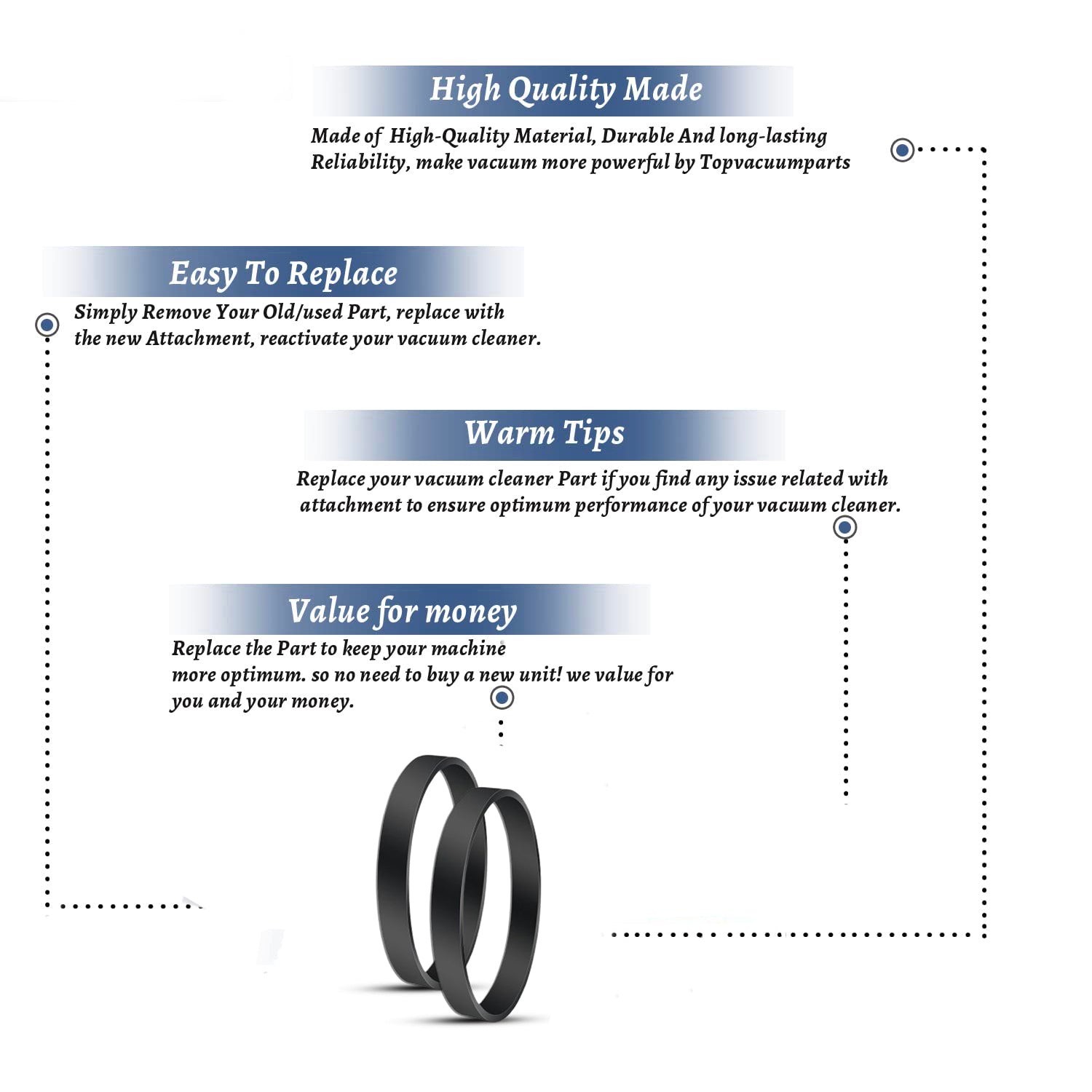 Topvacuumparts Replacement 1604895 Belt for Bissell Powerforce Compact Upright Vacuum, Vacuum Belt Fits Model 2112, 1520, 2690, 23T7 # Pack 1604895