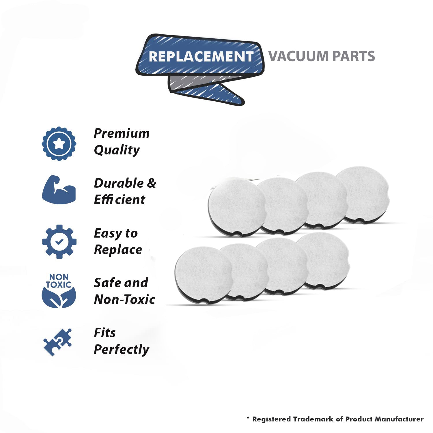 Topvacuumparts 8 Pack Upright Vacuum Filter Compatible for Bissell PowerForce Compact Lightweight Fit #  compare to parts 1604896