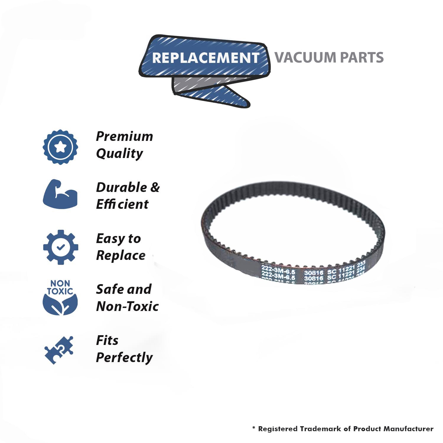 Topvacuumparts (3) Replacement Part for Bissell Proheat Revolution Large Cogged Pump Belt Fits 1548,  Series Models # Compare to Part 1606418