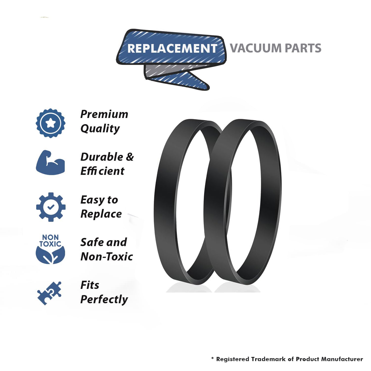 Topvacuumparts 2 Pack Vacuum Belts Replacement for Bissell ProHeat 2X Revolution Pet Carpet Cleaner, Vacuum Belts Fits 1986,1548,1548 # Parts 1606428