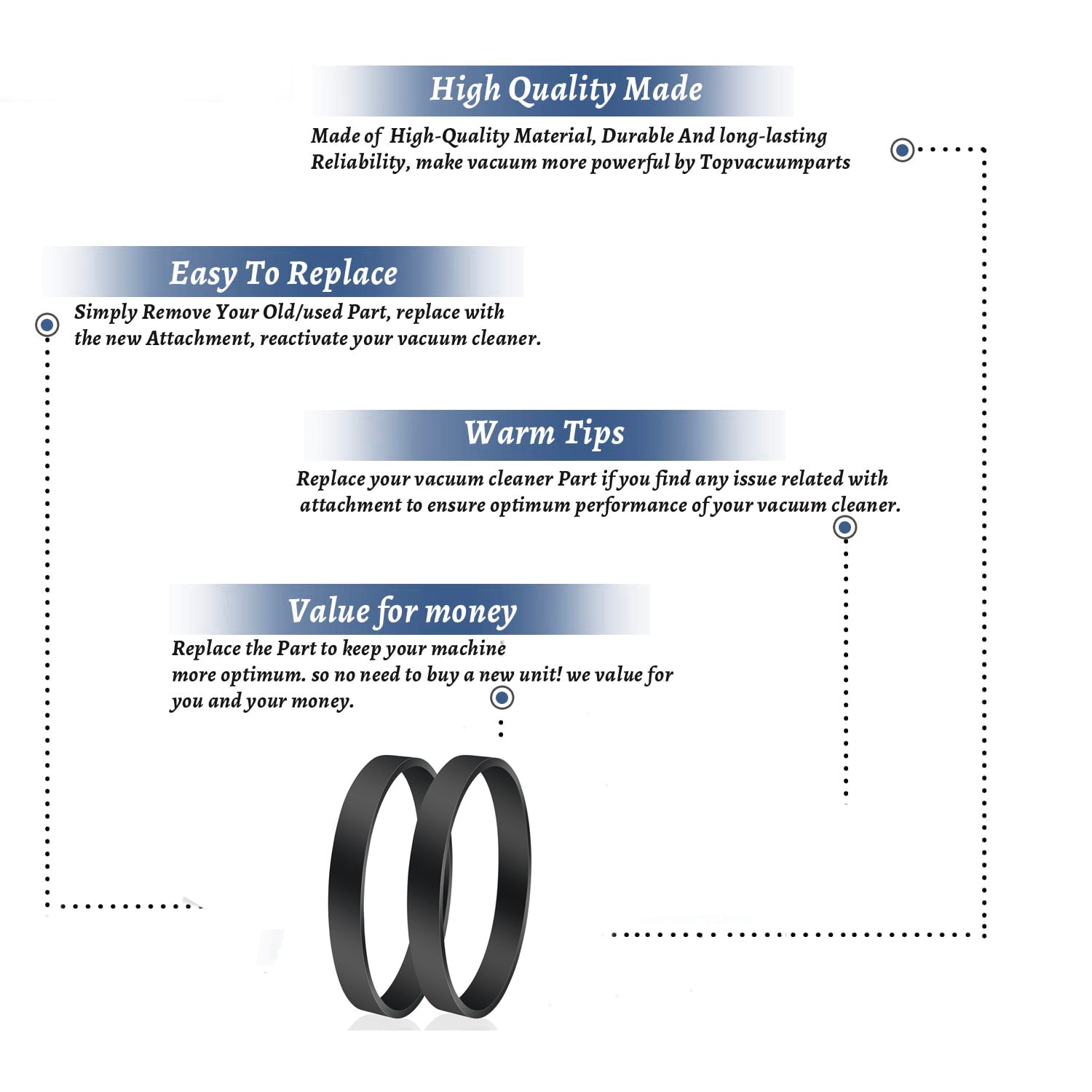 Topvacuumparts 2 Pack Vacuum Belts Replacement for Bissell ProHeat 2X Revolution Pet Carpet Cleaner, Vacuum Belts Fits 1986,1548,1548 # Parts 1606428