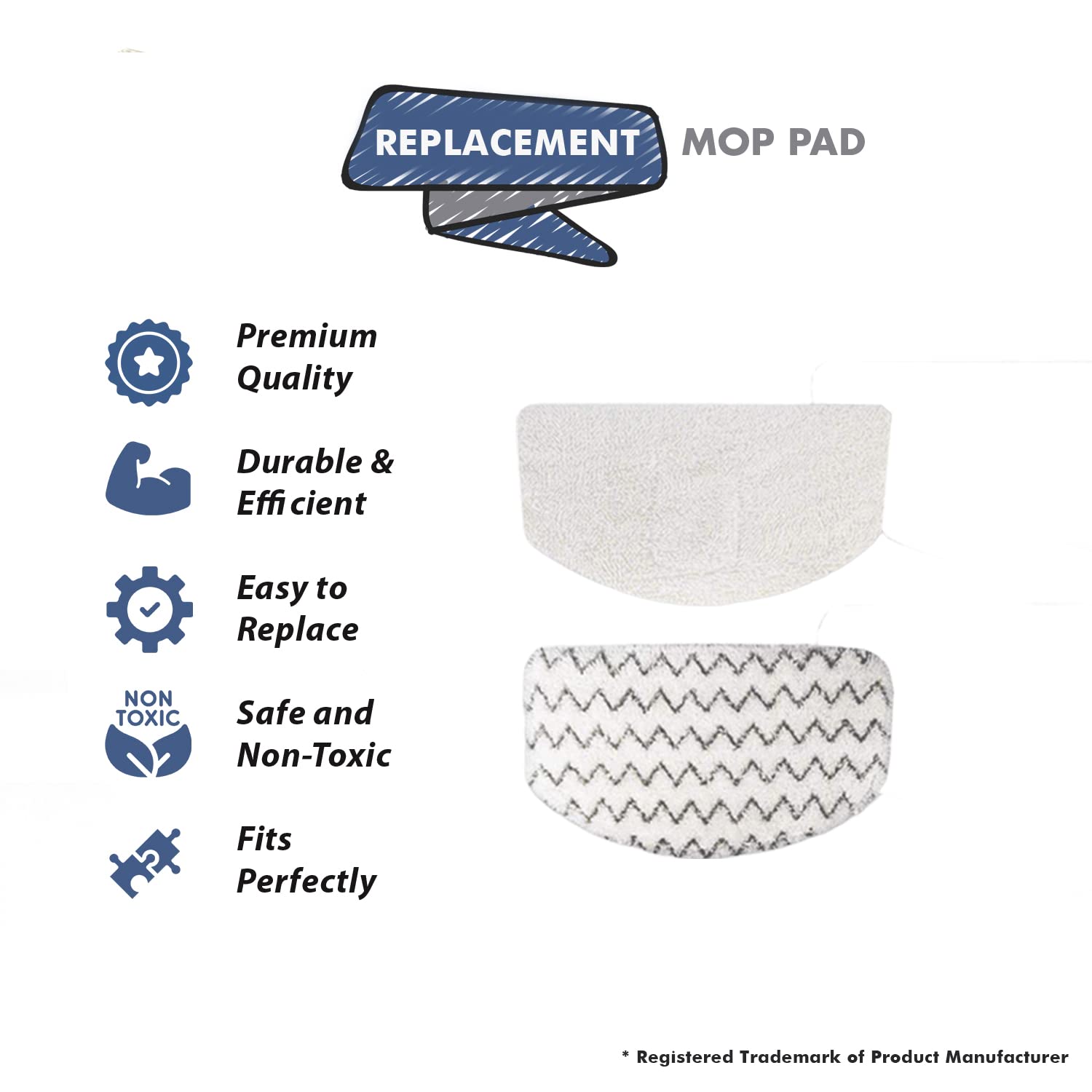 Topvacuumparts Fits For Bissell Steam Mop Pads Fits Powerfresh1940 1806 1544 1440 2075A 2685A Series, (2PK) # compare to Part 1606668 & 1606669