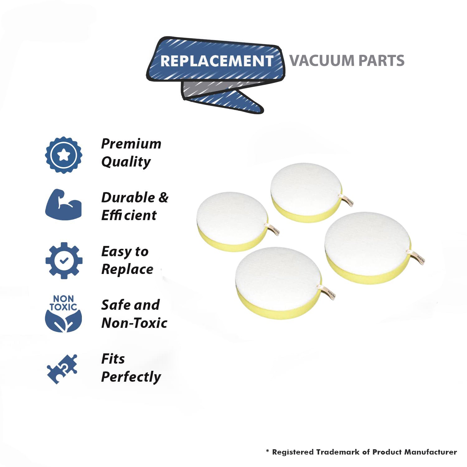 Topvacuumparts 1650 Vacuum Filter Fits For Bissell Pet Hair Eraser Upright Vacuum Replacement Model 1650 Series  # compare to parts 1608860