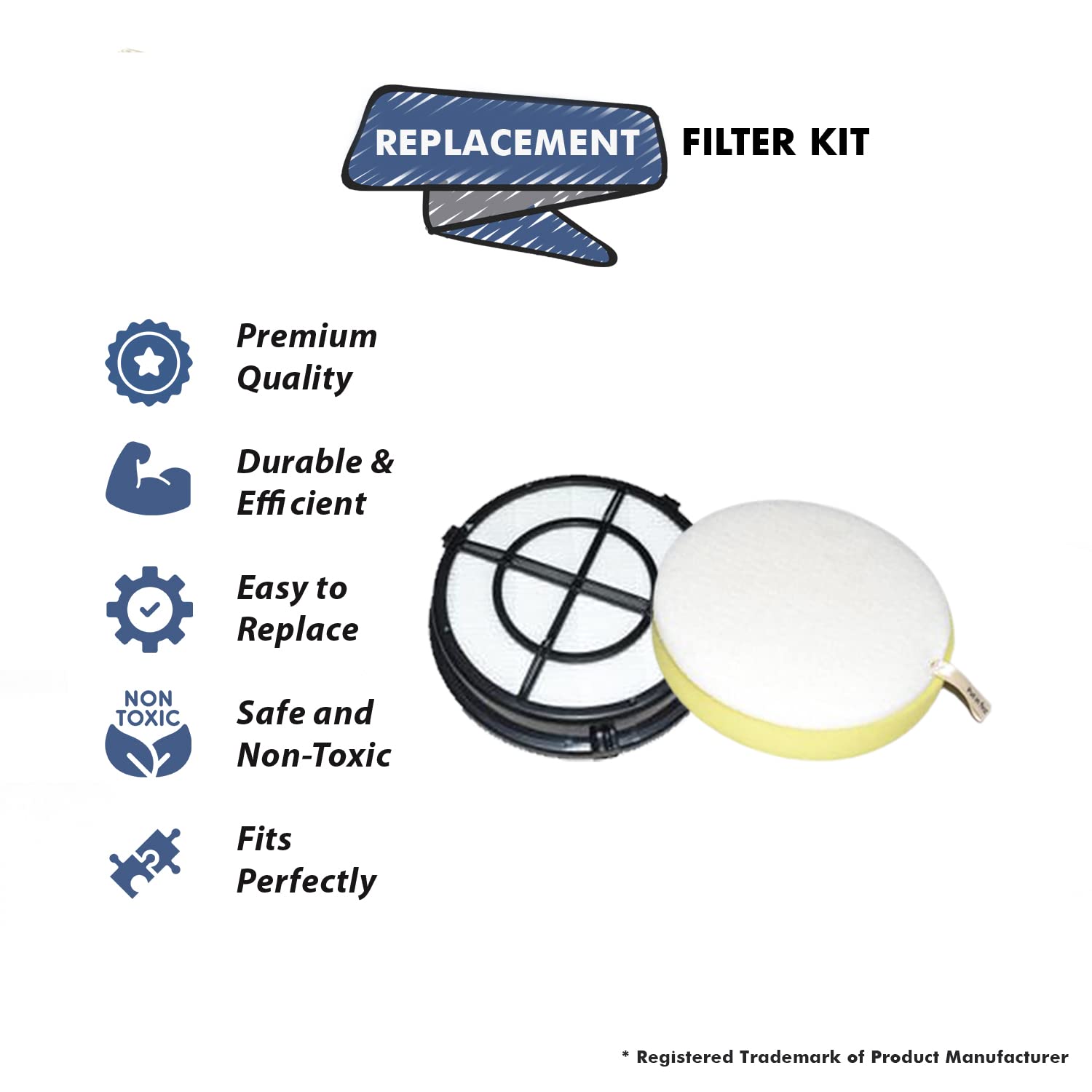 Topvacuumparts 1 Pack 16871 16881 Filters for Bissell Pet Hair Eraser Upright Vacuum Model 1650 Series, 1650A, 1650C,# Compare to Part 1608861,1608860