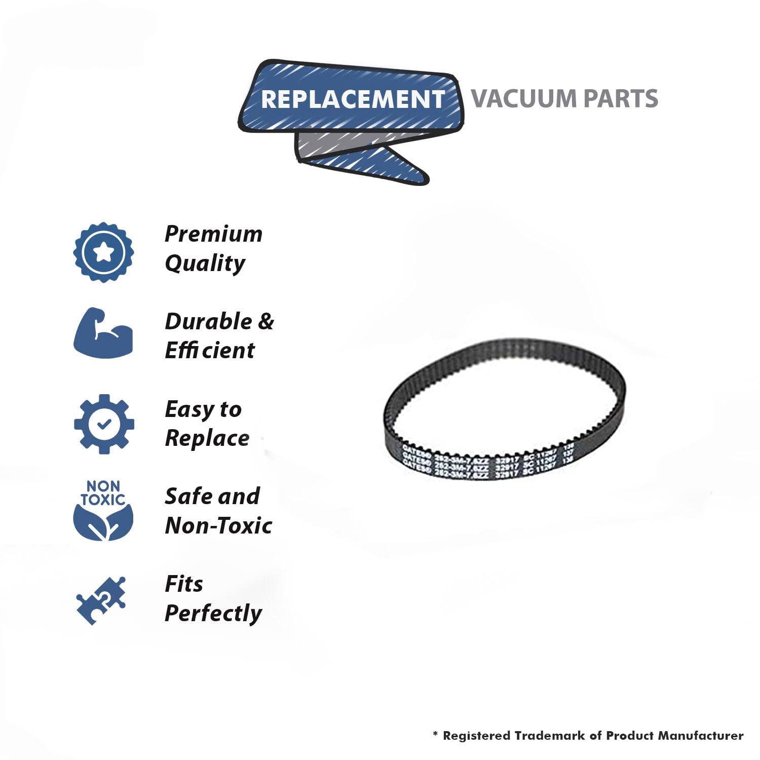 Topvacuumparts Replacement Part for Bissell 22837 ProHeat 2X Revolution Pet Pro Vacuum Cleaner Pump Belt # Compare to Part 1611129