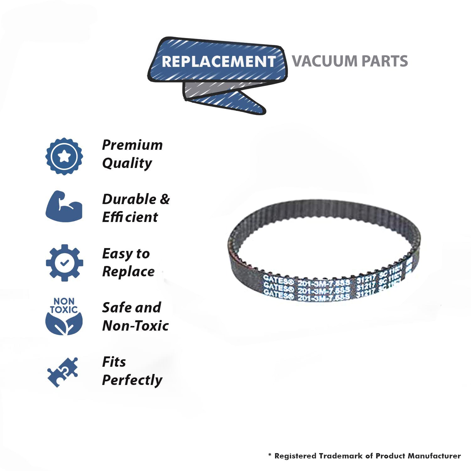 Topvacuumparts Replacement Part For Bissell Geared Brush Belts For 1986, 1964, 19862, 19863, 1986R, Vac Models # compare to part 1611130