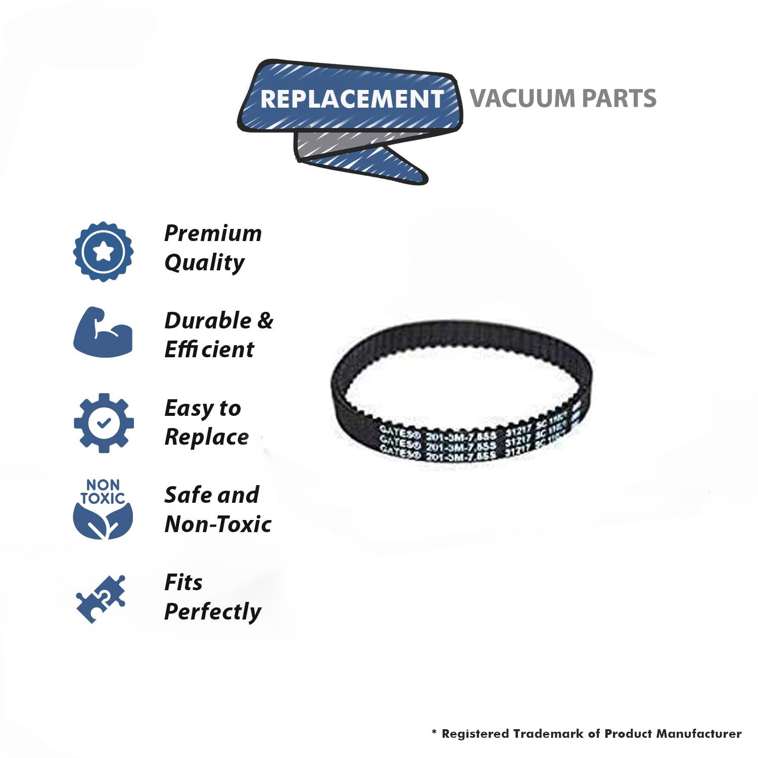 Topvacuumparts Fits For Bissell Geared Belt for Models 1986, 1964, 19862, 19863, 1986R, 1986V, 2007, 20078, 2007F, 2007G, 2007H, 2007Q # 1611130