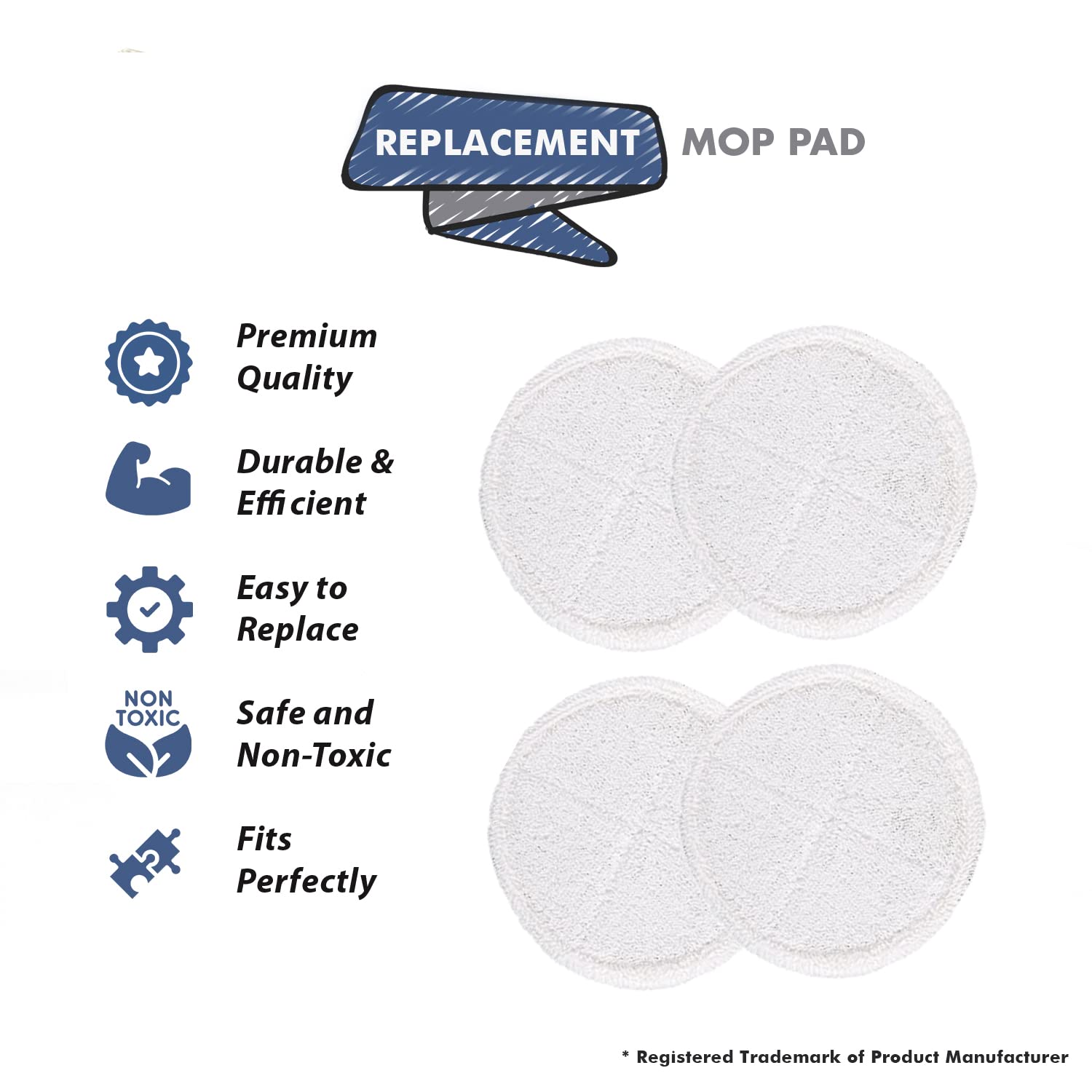 Topvacuumparts Replacement Pads (4 Pads) for Bissell Spinwave Powered Hard Floor Mop 2124 2315 20391 23157 23159 2307 2x Soft Touch # PART 1611297