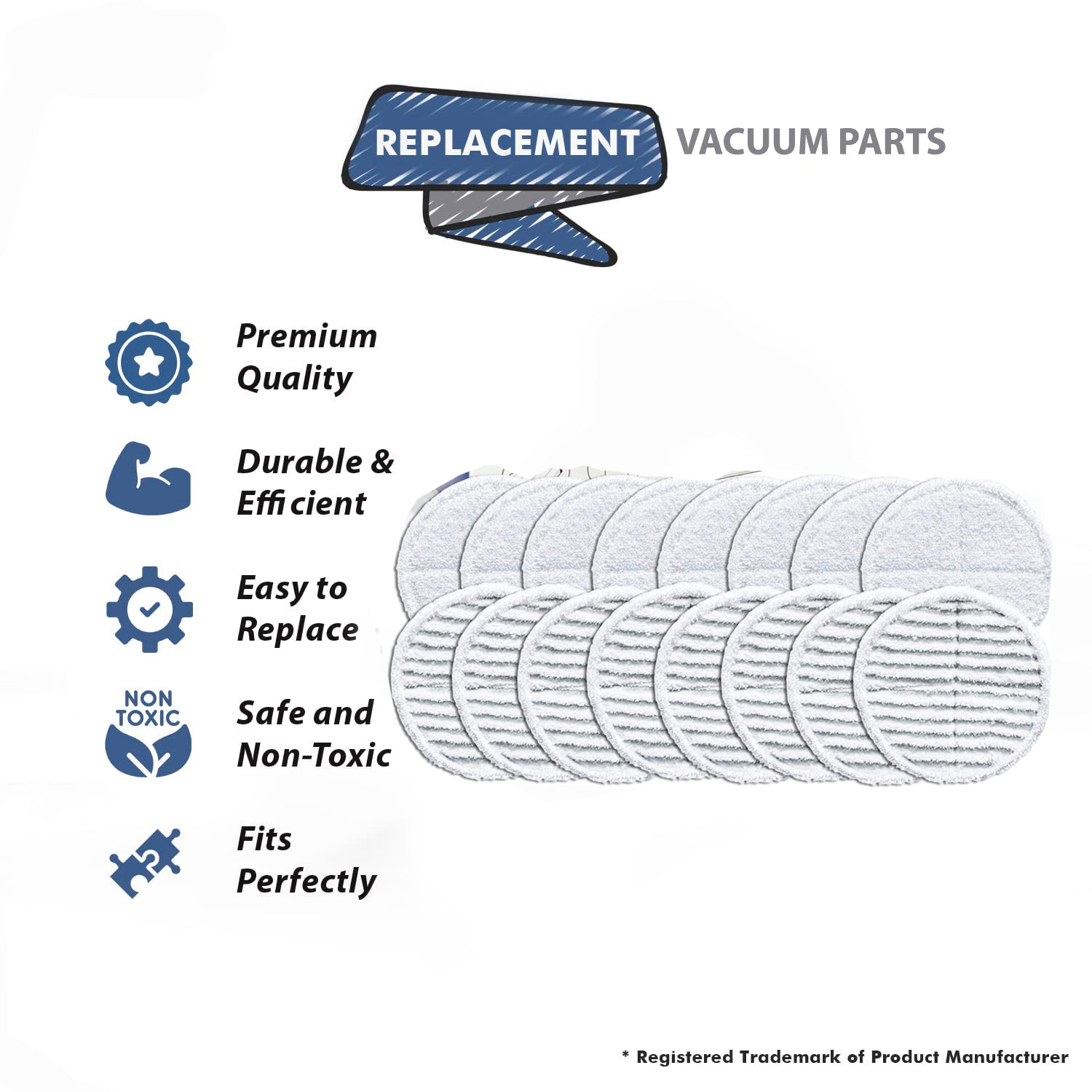 Topvacuumparts Replacement Pads (4 Packs) for Bissell Spinwave Powered Hard Floor Mop 2124 2315 20391 # compare to parts 1611297 & 1611298