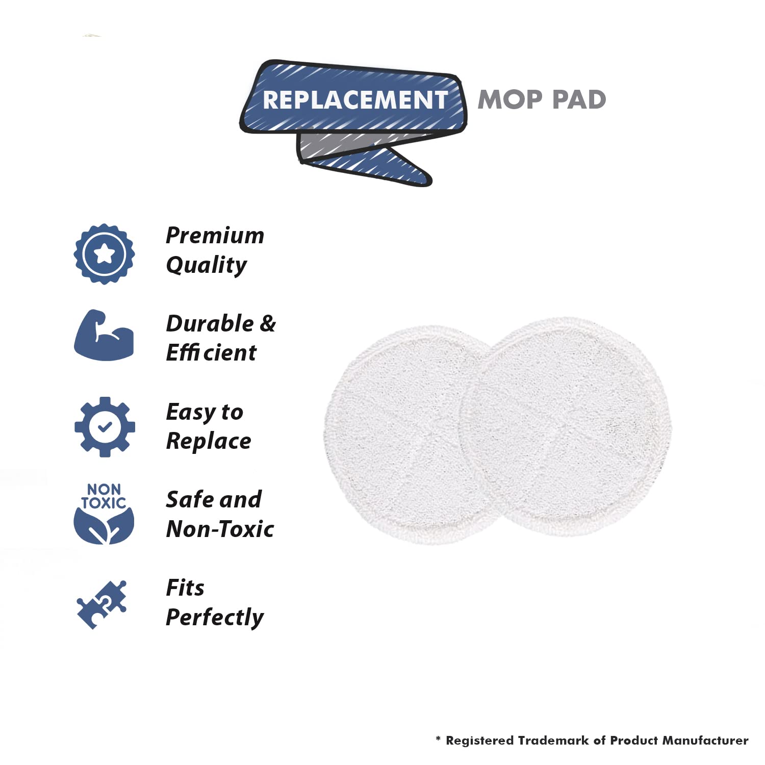 Topvacuumparts Replacement Part For Bissell Soft Mop Pad For 2039, 20391, 20395, 2039H, 2039Q Vac Models # compare to part 1611297