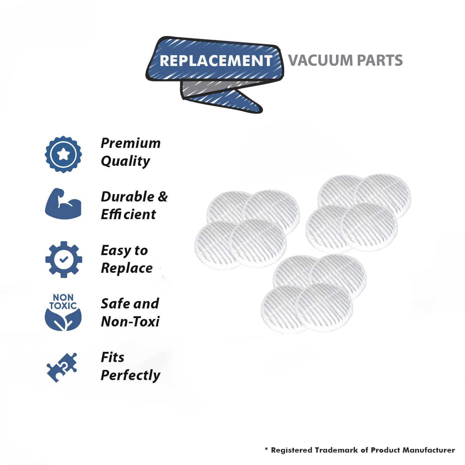 Topvacuumparts Mop Pads Replacement Set Compatible with For Bissell Spinwave 2039A 2124: 12 Scrubby Pads # compare to parts 1611298