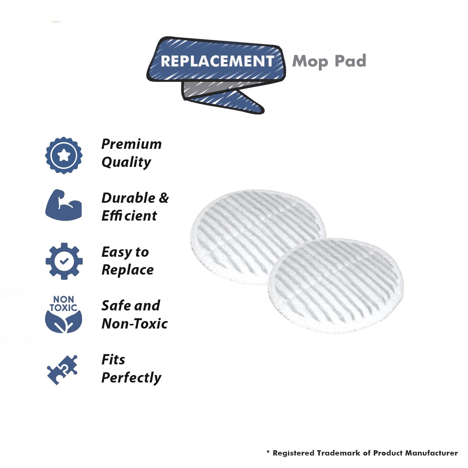 Topvacuumparts Spin-Wave Mop Replacement Pads Compatible For Bissell Spin-Wave 2039, 2039A, 2124, 2307, 23157, 20391, 20399 Series (4 PADS) # 1611298