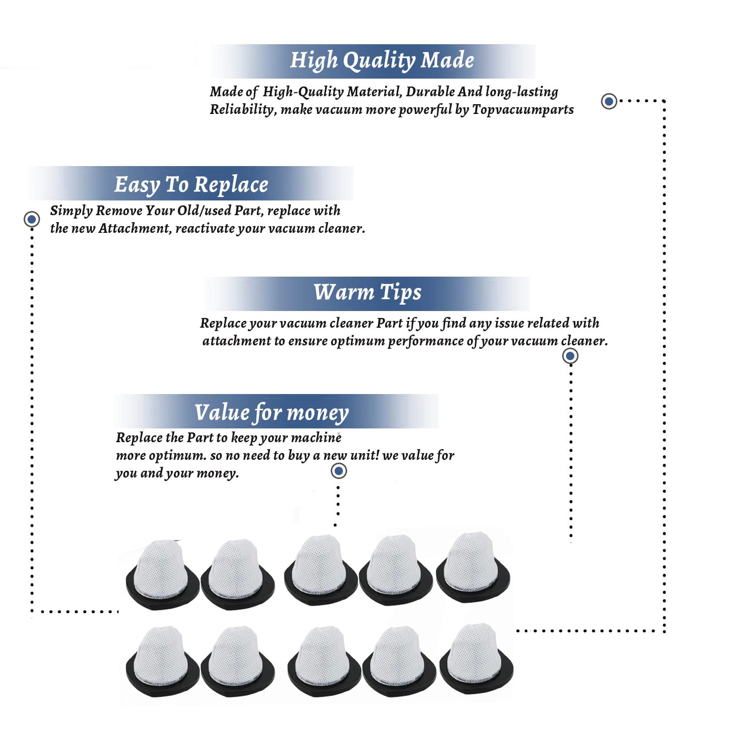 Topvacuumparts Replacement for Bissell Featherweight Stick Lightweight Bagless Vacuum 2033, One Size Fits All # parts 1611501