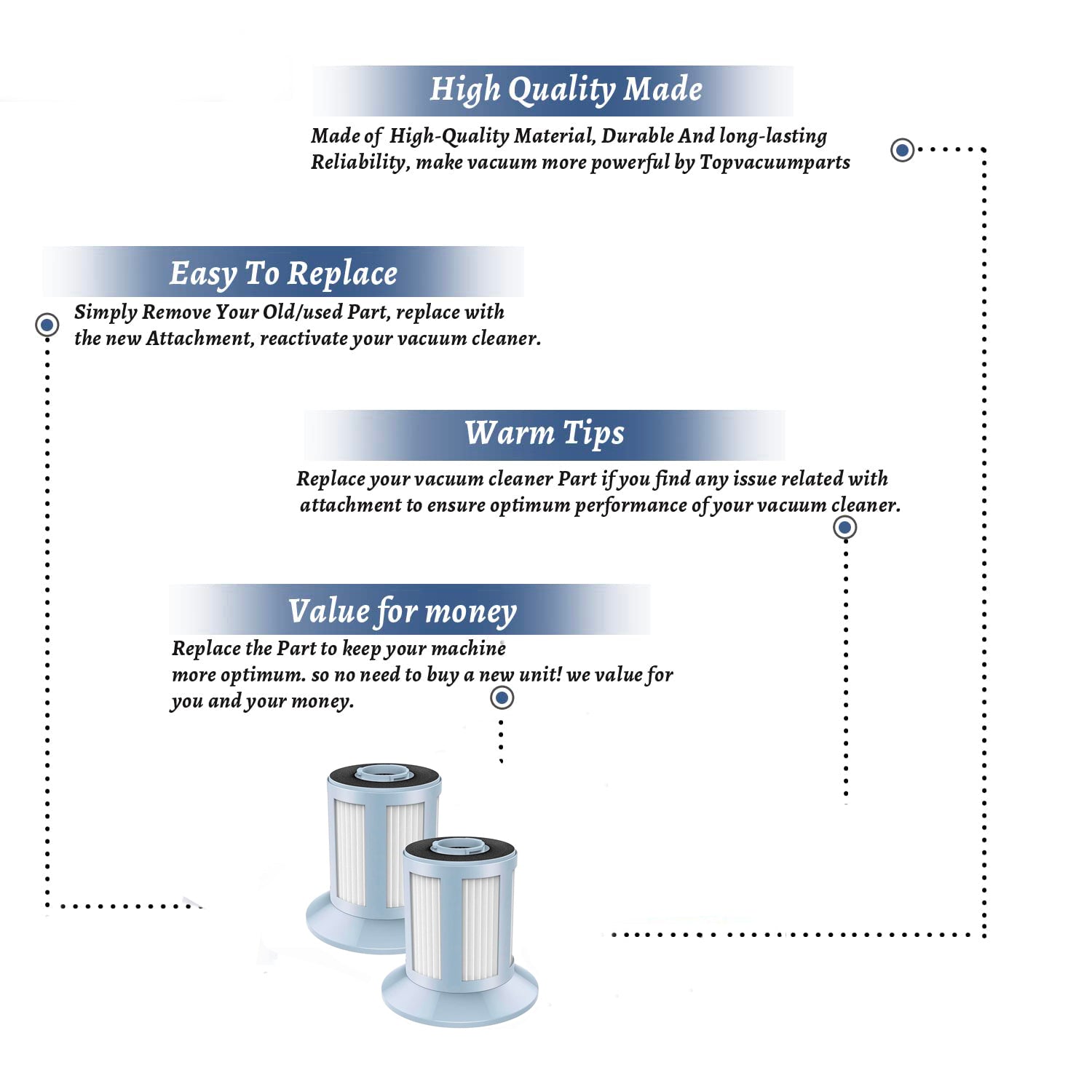 opvacuumparts 2Pcs 2156A Filters Compatible with BISSELL 2156, 2156A, 2156E,1665, 16652, 1665W Zing Canister Vacuum Cleaner, # part 1613056