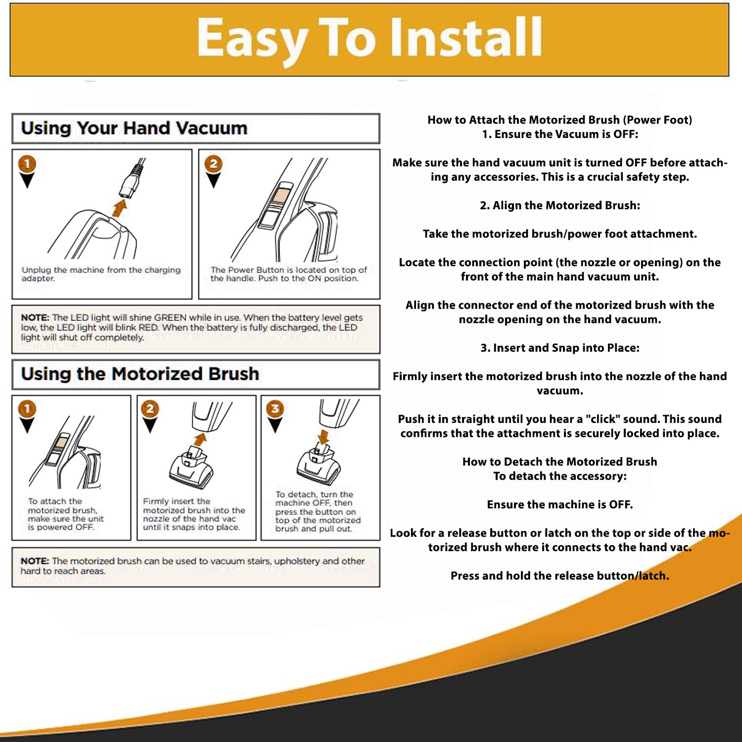 Topvacuumparts Replacement Power Foot for Bissell Pet Hair Eraser Hand Vac (Models 2390, 2389, 23903) & Auto-Mate Hand Car Vac # 1614205 (Model 2284W)