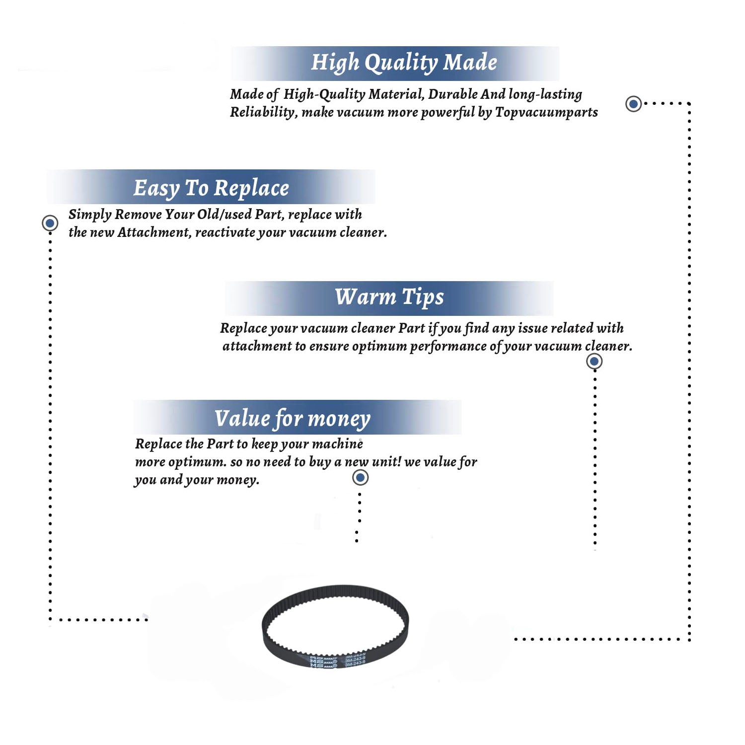 Topvacuumparts Replacement Part For Bissell, 2920 Upright Vacuums Geared Belts # compare to part 1624051