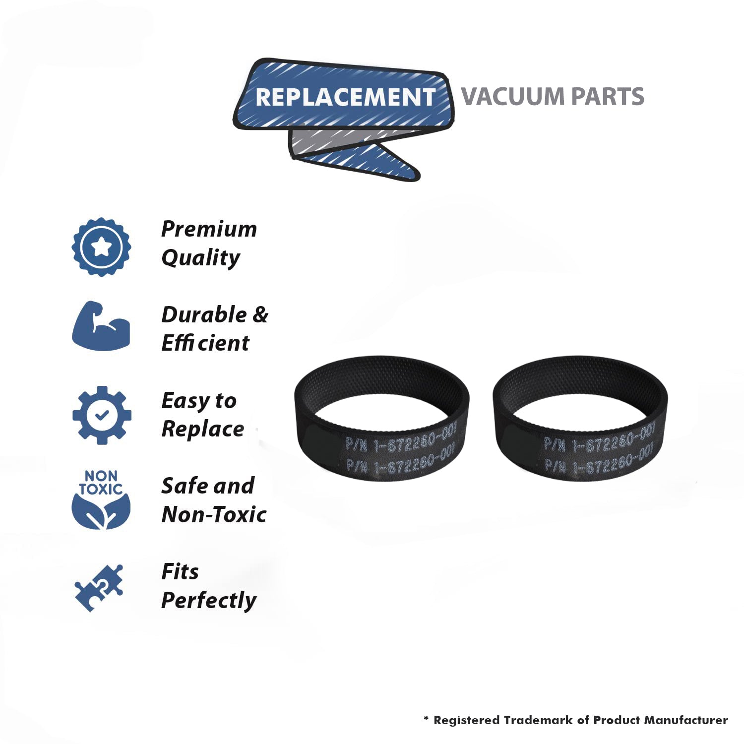 Topvacuumparts Replacement Part For Royal 671-7710,B/B Upright Vacuum Cleaner Knurled Grooved Belt 2Pk # compare to part 1672260001