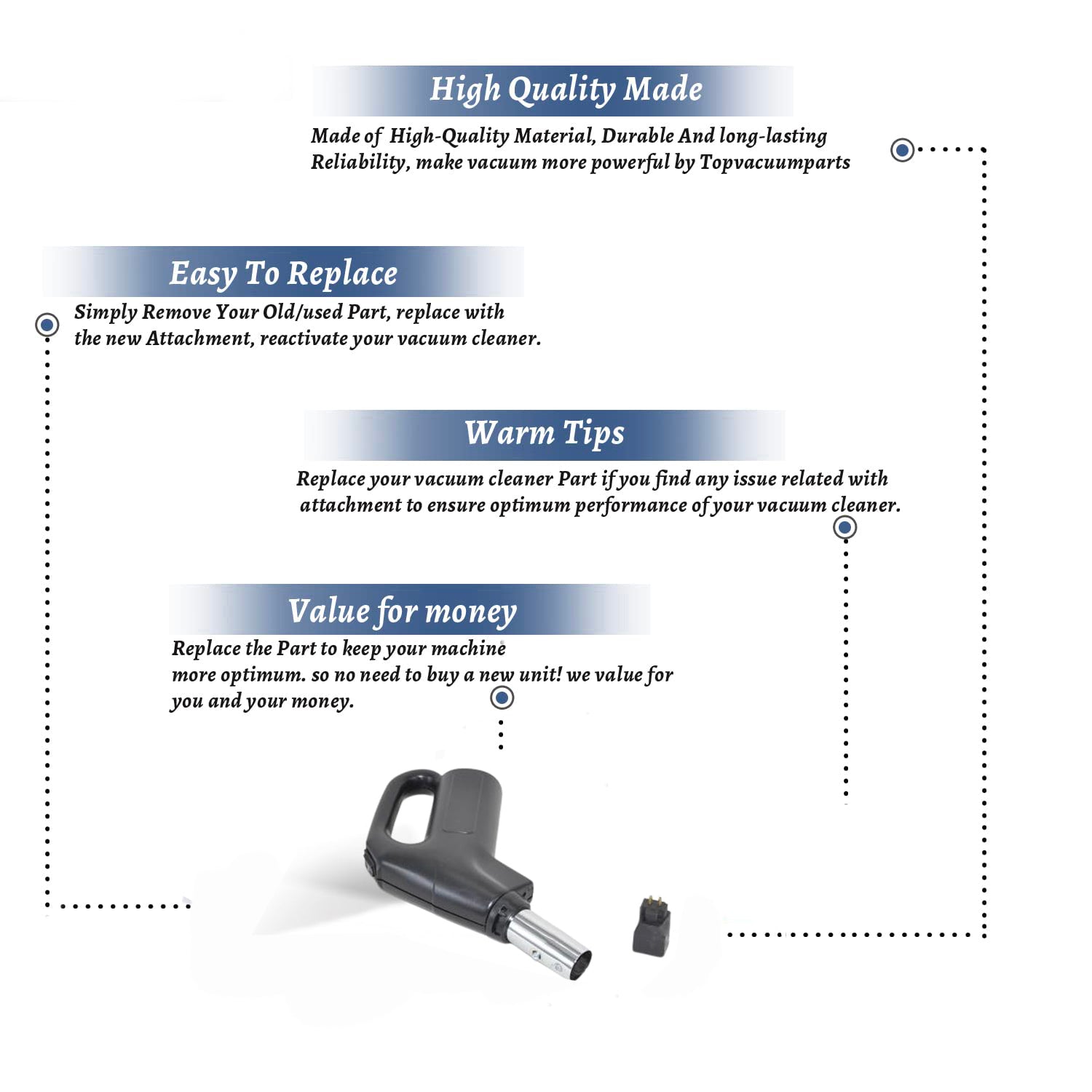 Topvacuumparts Replacement For Beam CV280A Central Vacuum Hose Grip, 2 Wire With Wire Harness and Switch # Compare to Part 170121