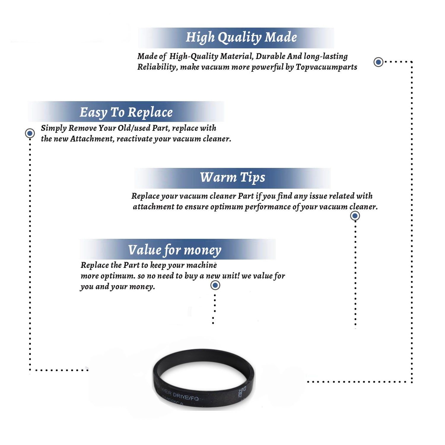 Topvacuumparts Replacement Part For Hoover Dial A Matic Power Drive Vacuum Cleaner Flat Belt # compare to part 17382