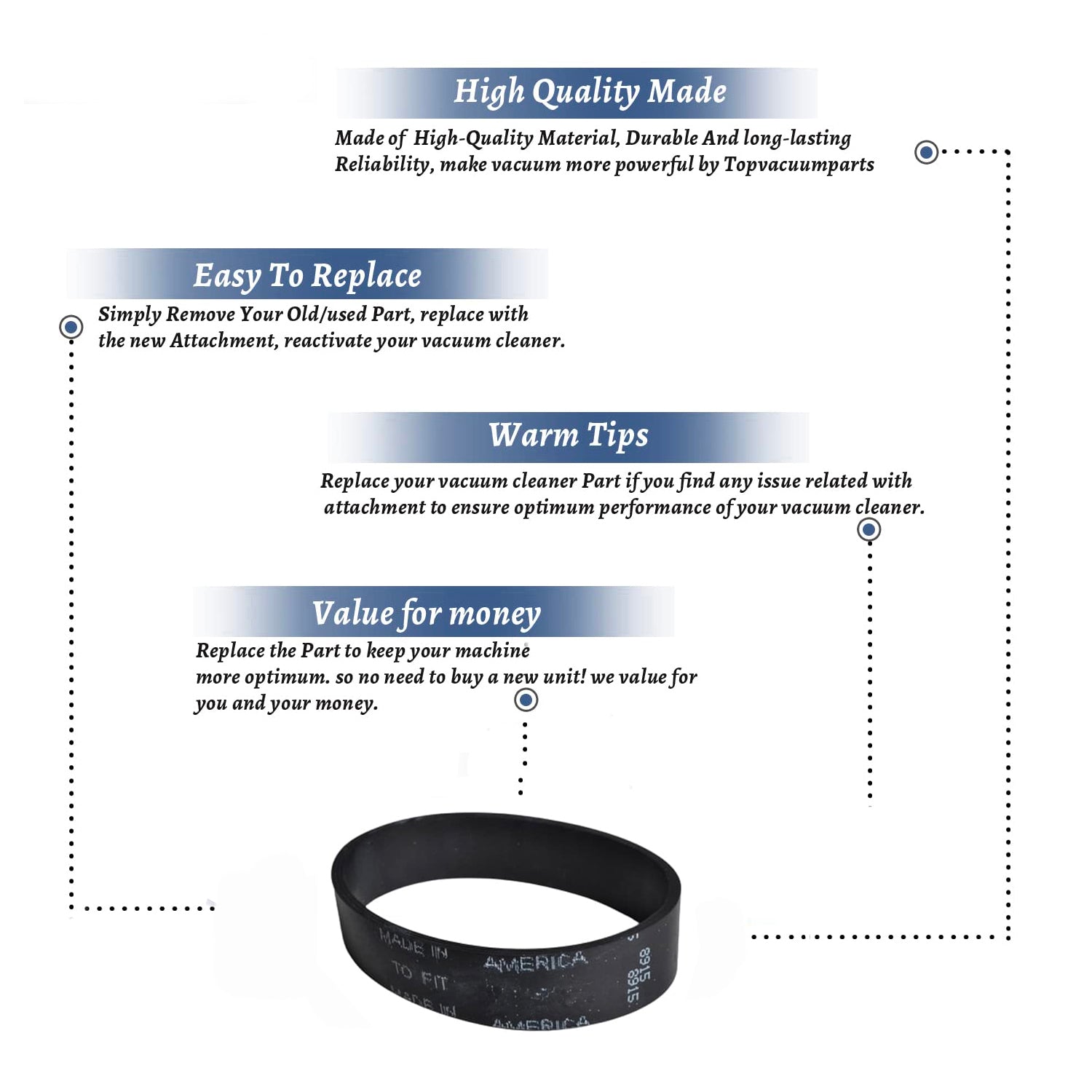 Topvacuumparts Replacement Part For D3A, D3C, D4C SE Power Nozzle Belt Compatible # compare to parts 17396