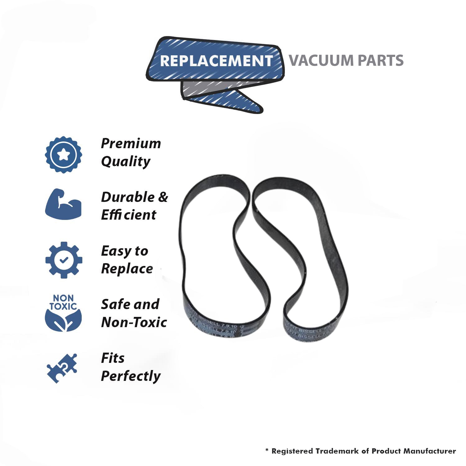 Topvacuumparts Replacement Part For Bissell 2Pk Flat Belts for Models Style 7,9,10,12,14,UPR # compare to part 18-3111-00