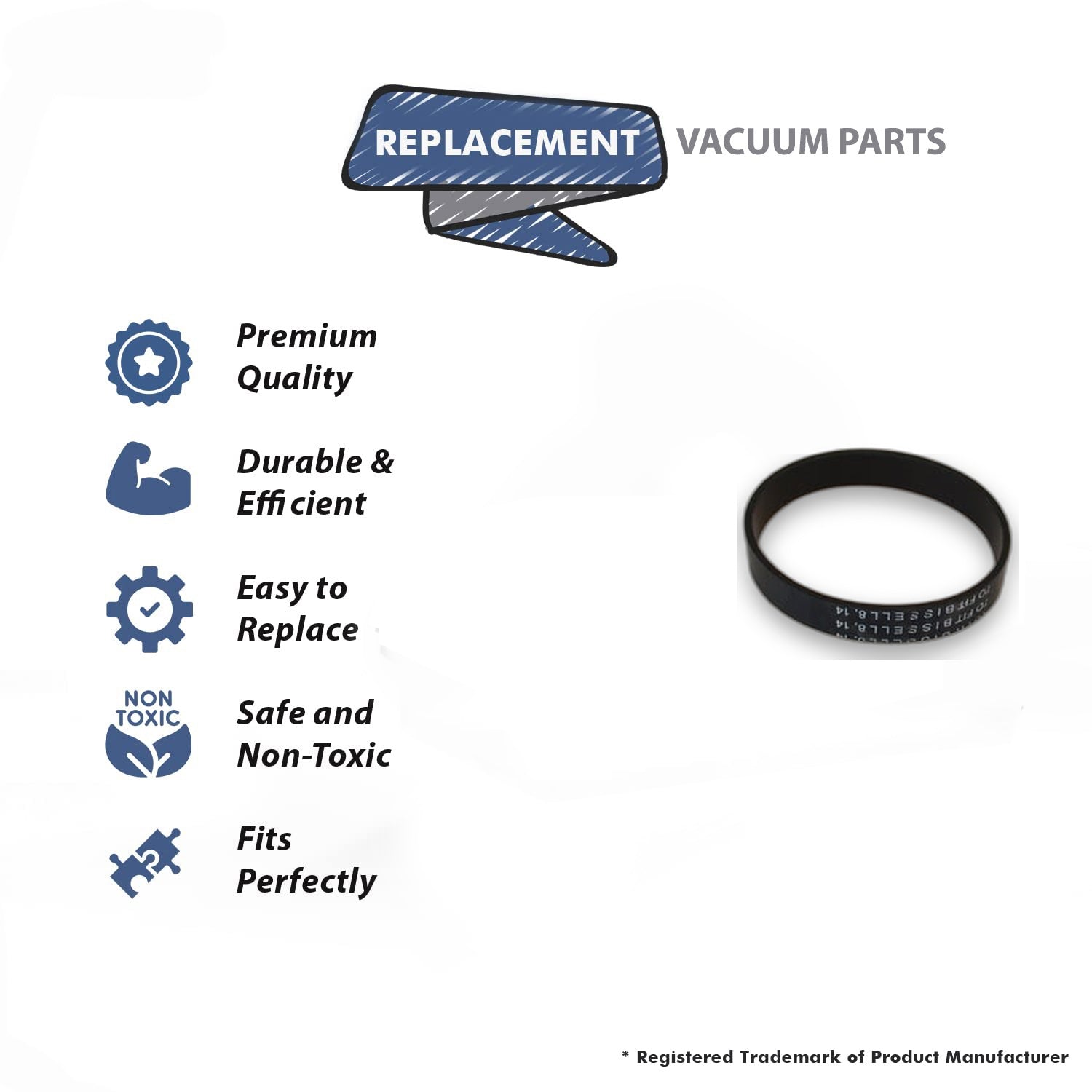 Topvacuumparts Replacement Part for Bissell Upright Vacuum Cleaner Style 8/14 Flat Belt # Compare to Part 18002