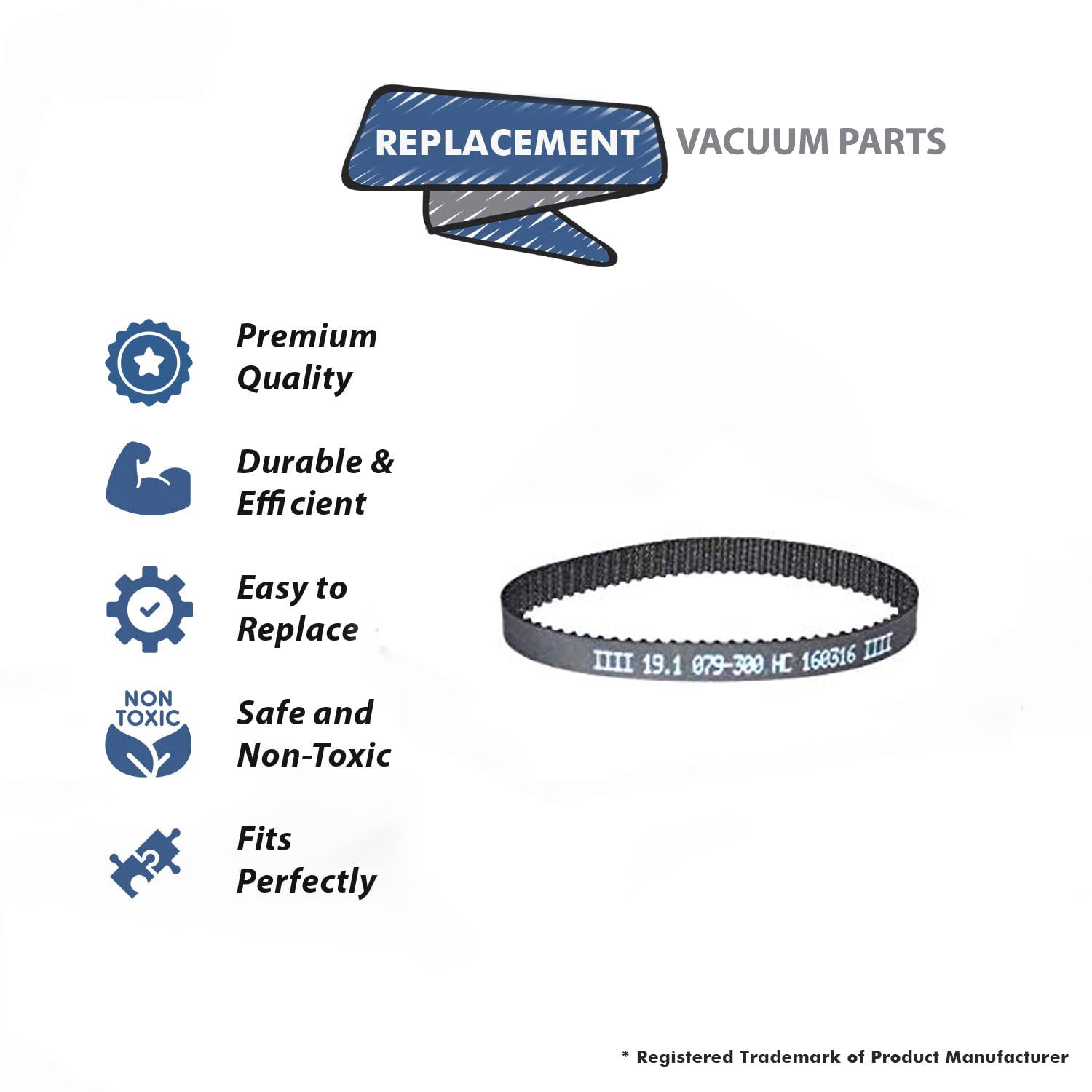 Topvacuumparts Replacement Part For Wessell Werk EBK340 Vacuum Cleaner Power Nozzle Cogged Belt # compare to part 19.1016-300
