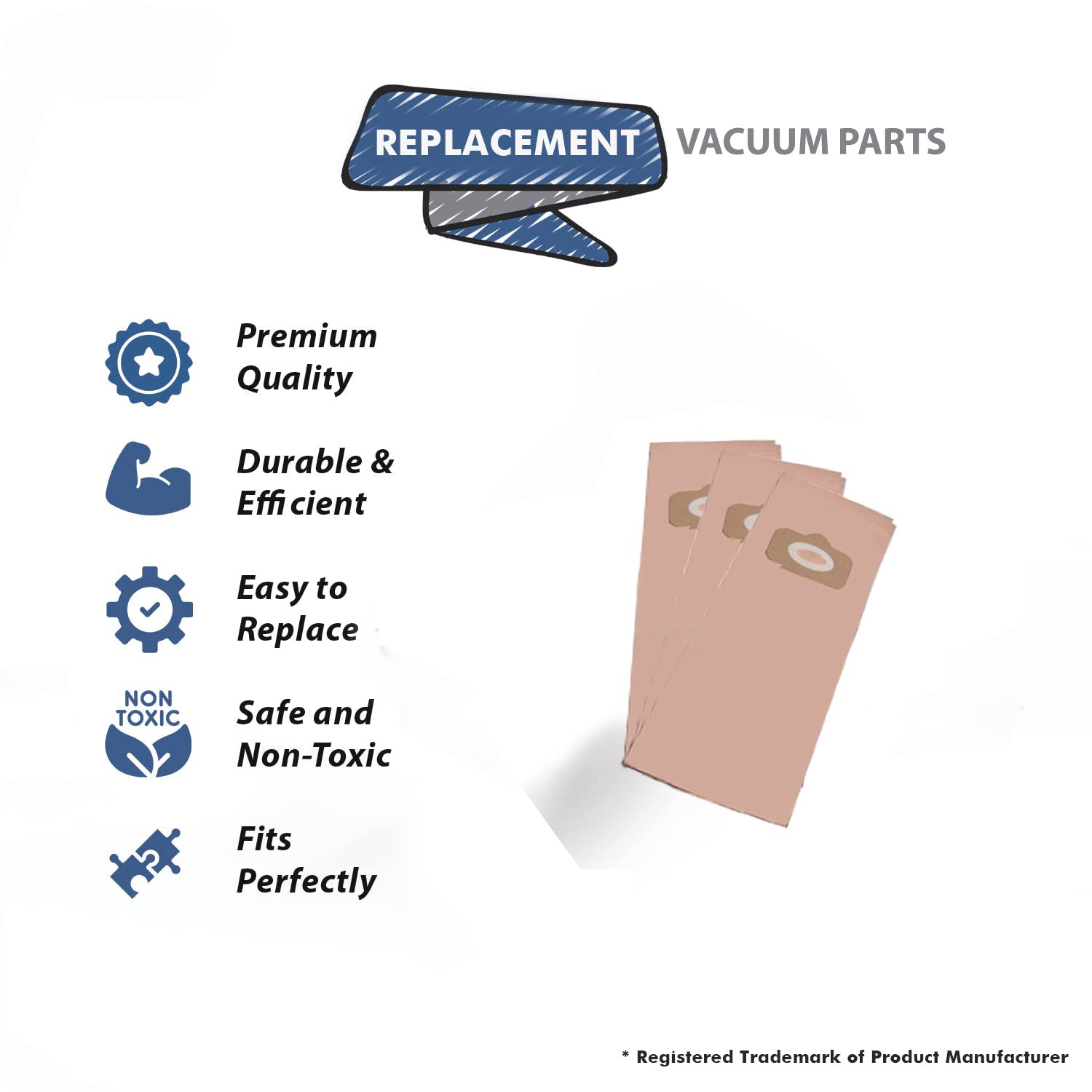 Topvacuumparts Replacement Part For Kirby 1CR, 1CB Vacuum Cleaner Style 1 Paper Bags 3Pk # Compare To Part 190679S