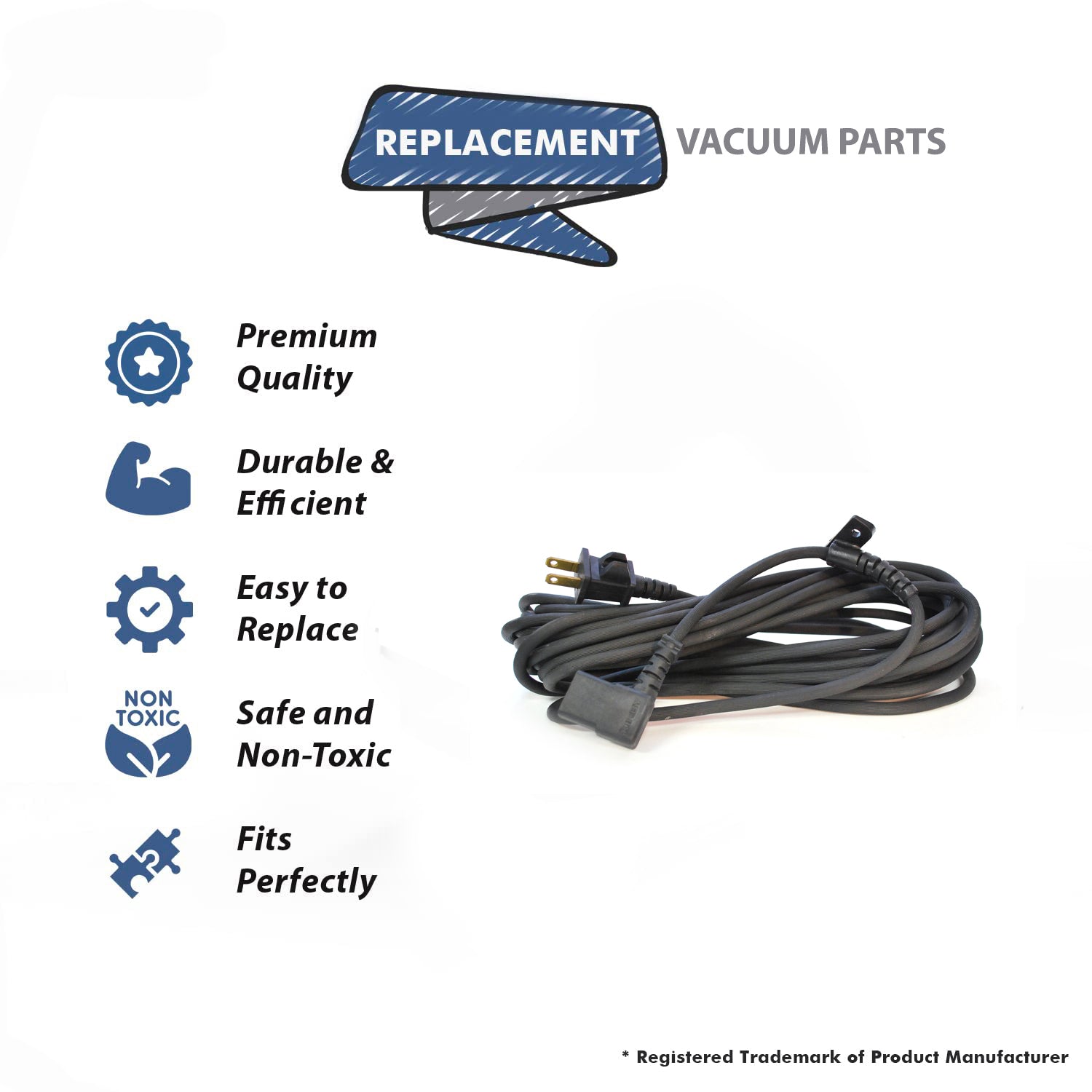 Topvacuumparts Replacement Part for Kirby Vacuum Cleaner 32' Black Power CordKirby Part # Compare to Part 192014