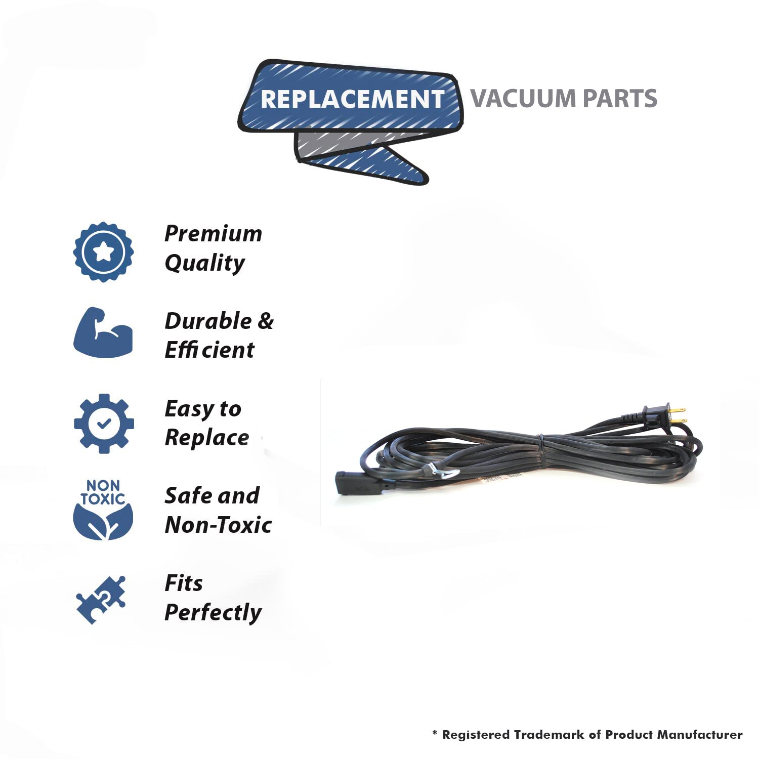 Topvacuumparts Replacement For Kirby 505, D50 Vacuum Cleaner 32' Black Power Cord # Compare to Part 192062S
