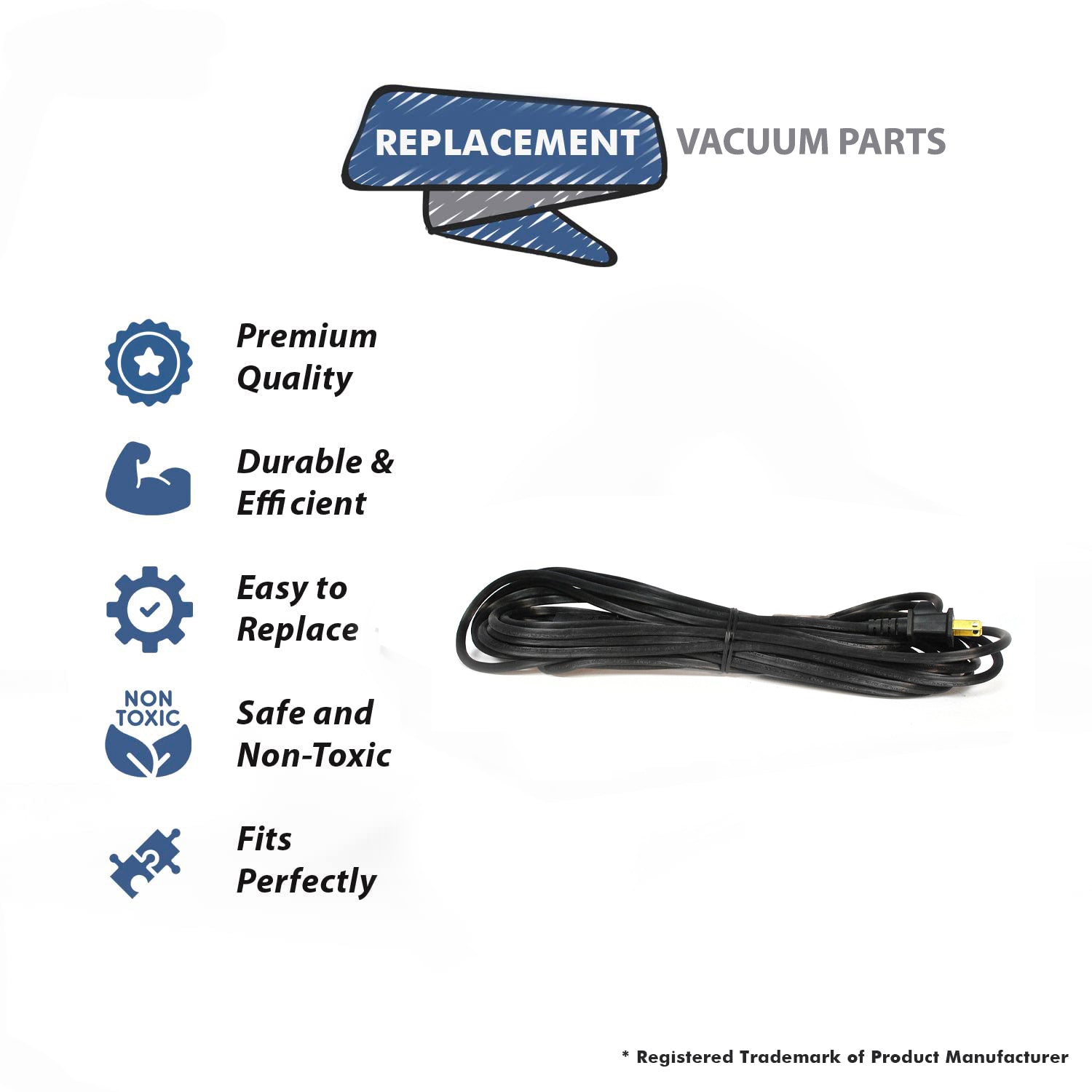 Topvacuumparts Replacement Part for Kirby Vacuum Cleaner 32' Black Power CordKirby Part # Compare to Part 192082