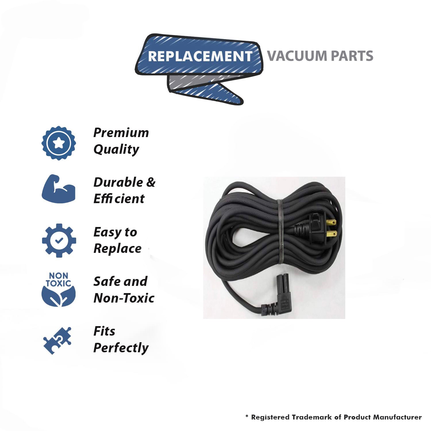 Topvacuumparts Replacement Part For Kirby Vacuum Cleaner 32' Black Cord AssemblyKirby Part # compare to part 192099