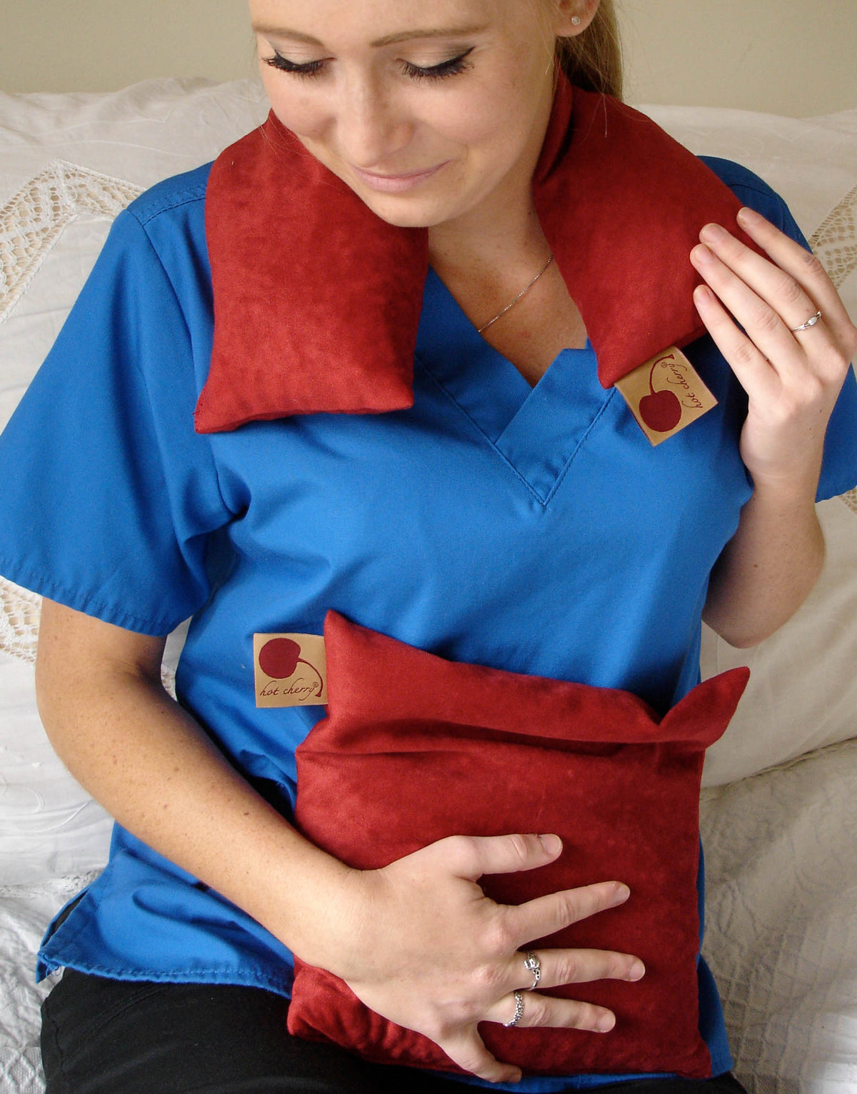 Feel Better Pack in Red Denim: Square, Eye Pillow & Neck Wrap