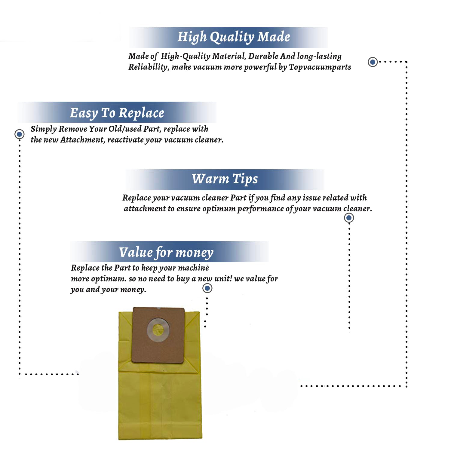 Topvacuumparts Replacement Part For Royal Type P Vacuum Cleaner Paper Bags # compare to part 1RY1080000