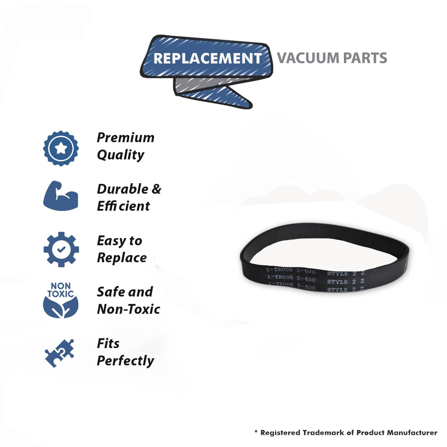 Topvacuumparts Replacement Part for Dirt Devil 14000 Purpose for Pets Upright, Style 22 Vacuum Flat Belts (3PK) # Compare to Part 1TR0065600