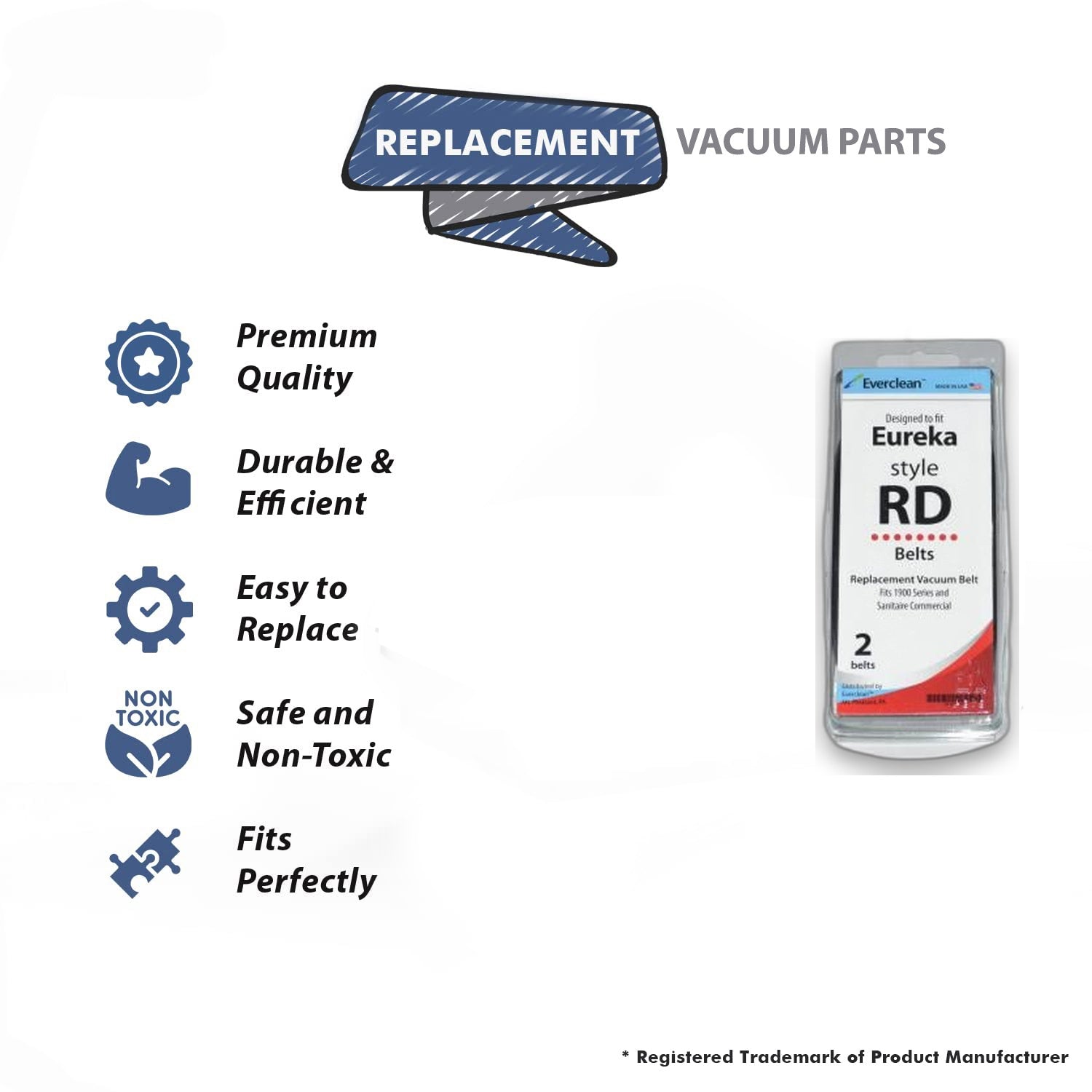 Topvacuumparts Replacement Part for Eureka, Sanitaire Upright Vacuum Cleaner Type-RD Round Belt (2) # Compare to Part 20-3206-02