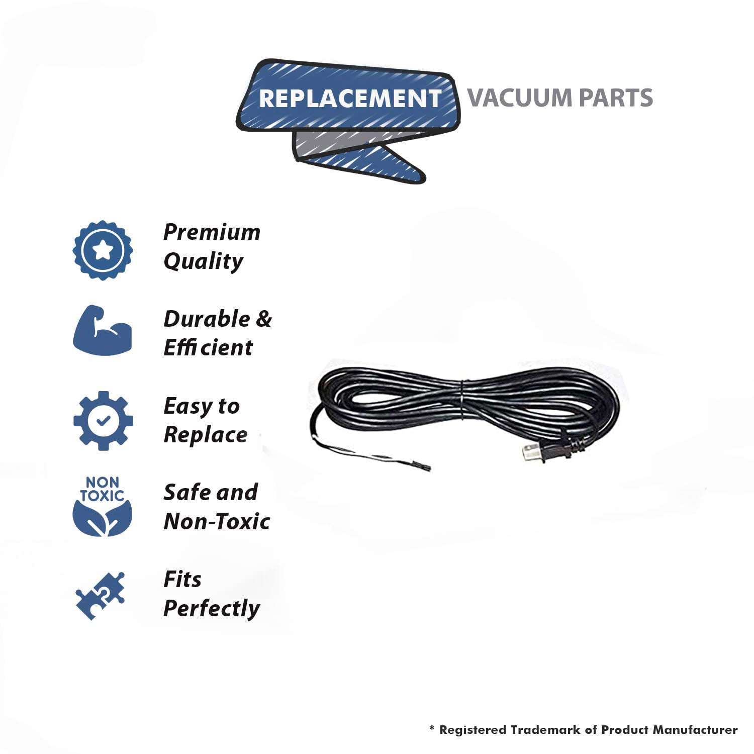 Topvacuumparts Replacement Part For Bissell Power Cord For 17G5 Prolite Multi Cyclonic Vac Model # compare to part 2032055