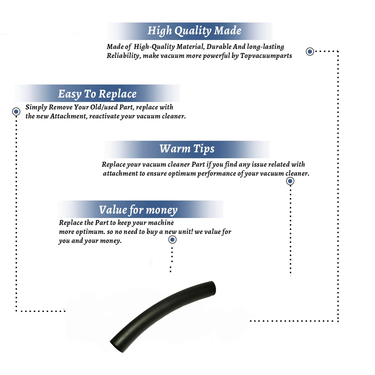 Topvacuumparts Replacement For Bissell 3900, 3950, 87B4, 87B43 Vacuum Black Curved Wand # Compare to Part 2032303