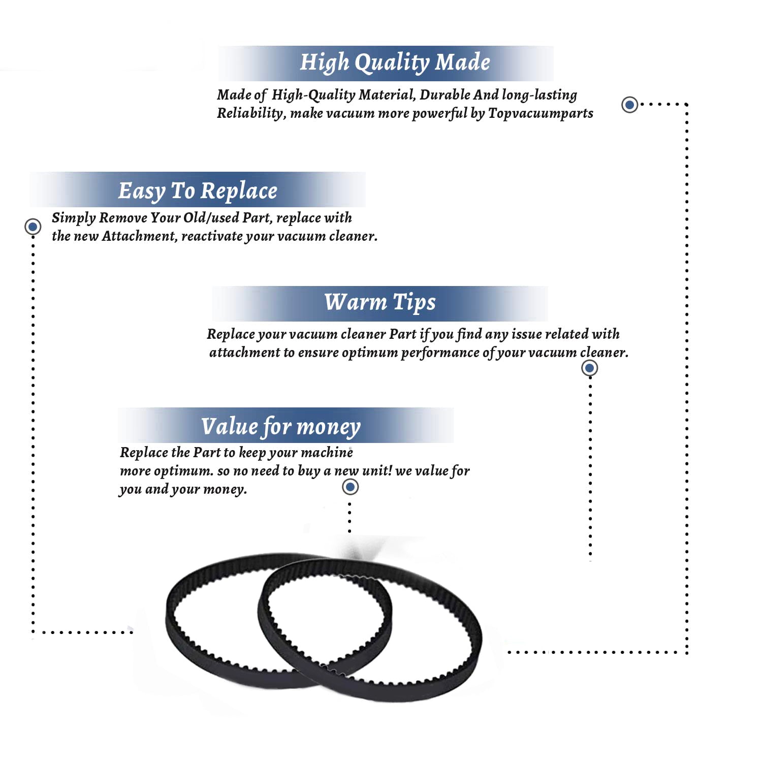 Topvacuumparts Replacement Part For Bissell 8920 Proheat 2X Vacuum Right Side Belt 2Pk # compare to part 2036804