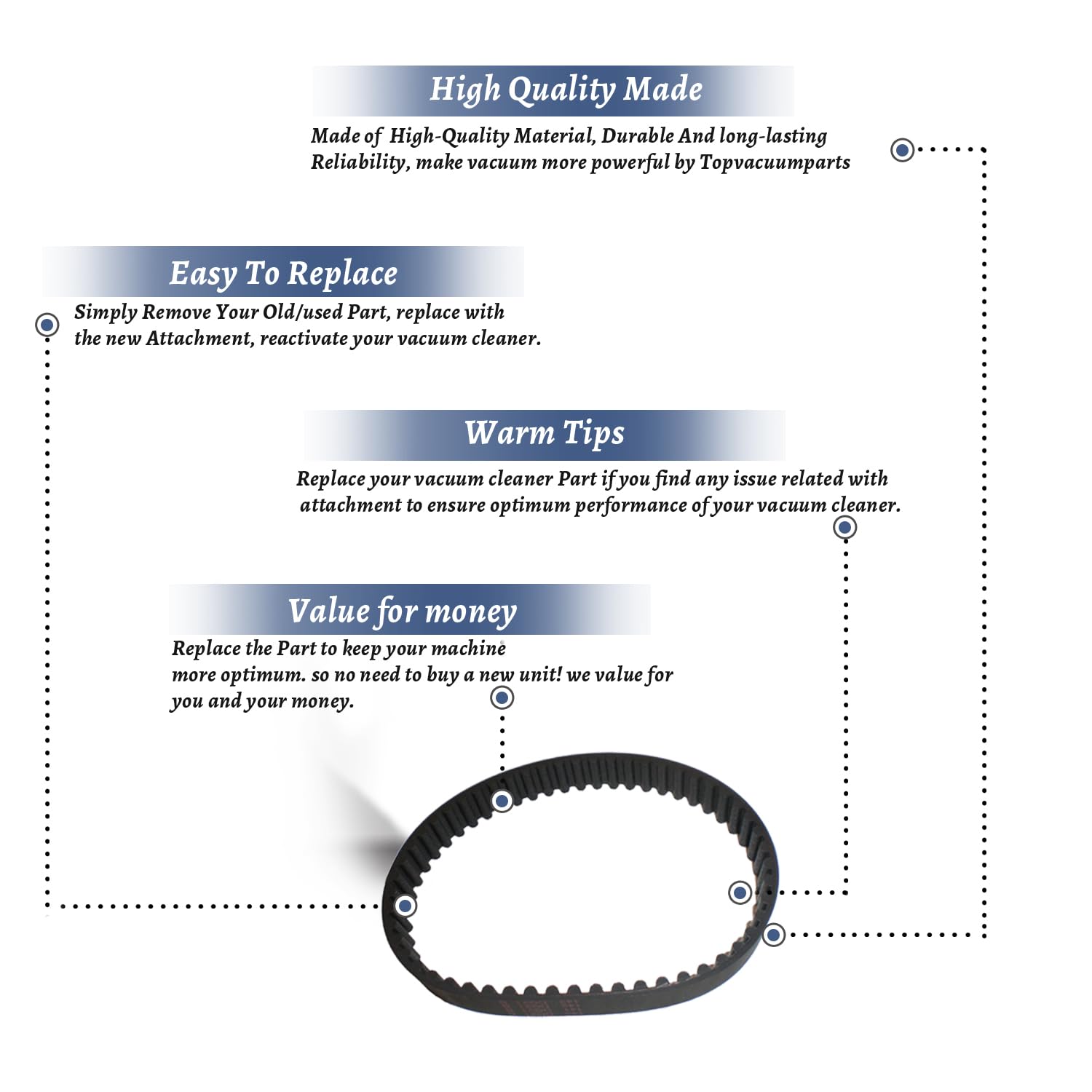 Topvacuumparts Replacement Part For Bissell Vacuum Geared Belt 1/2