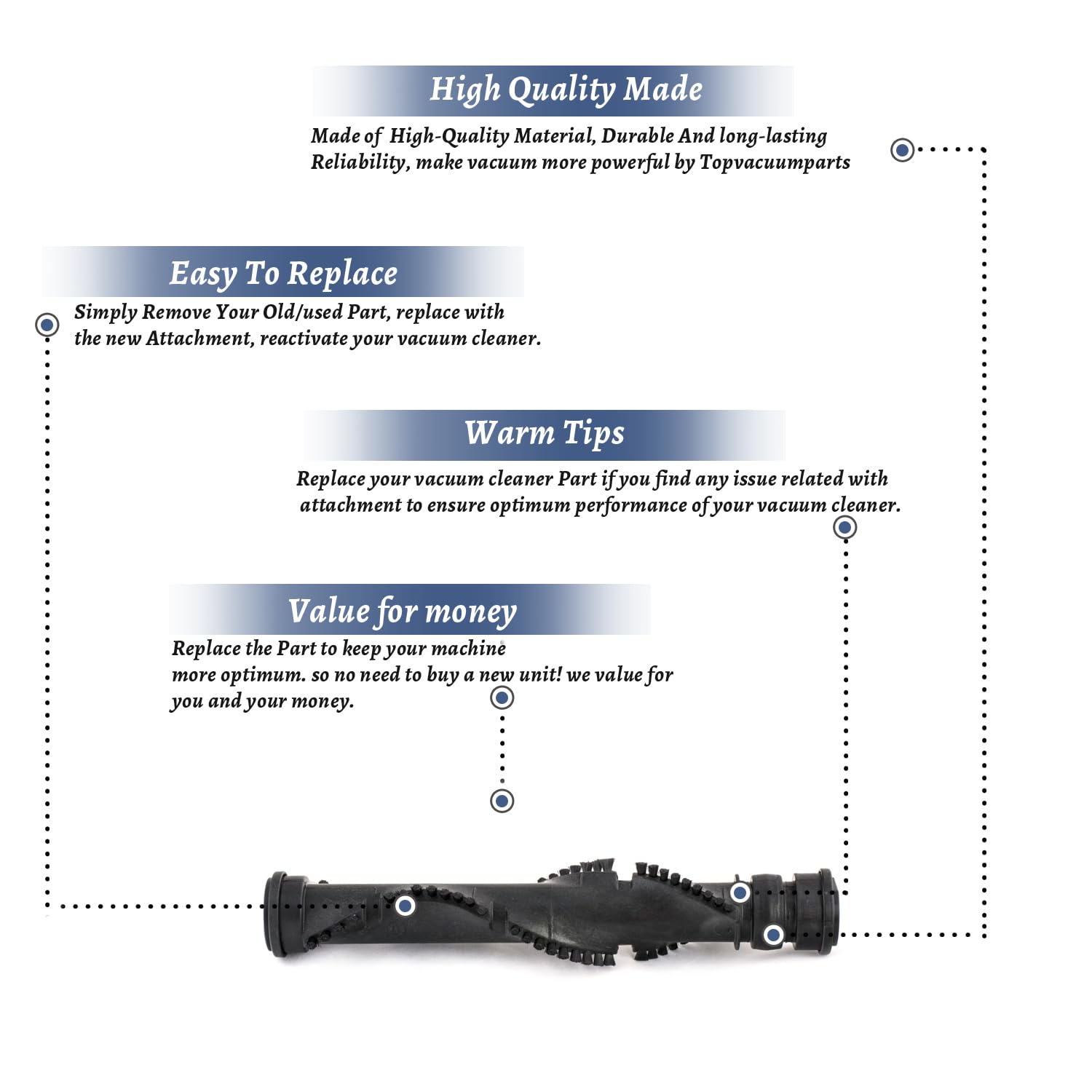 Topvacuumparts Replacement Part For Bissell Brushroll Assembly for 23T7, 23T74, 23T77, 23T7E, 23T7F, 23T7G, 23T7K Vac Models # part 2037627