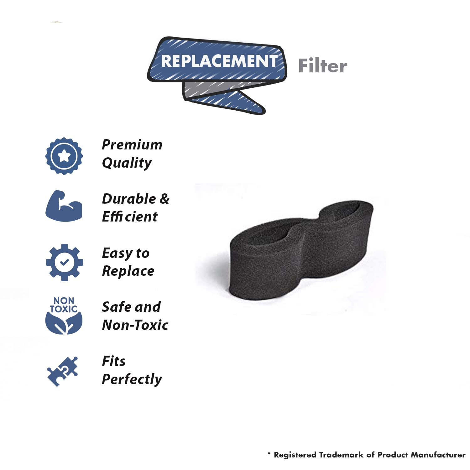 Topvacuumparts Replacement Part For Bissell Foam Filter For 18M9W, 82H1, 68C71, 2140, 68C7, 68C7C, 68C7R, 68C7S Vac Models # compare to part 2038161