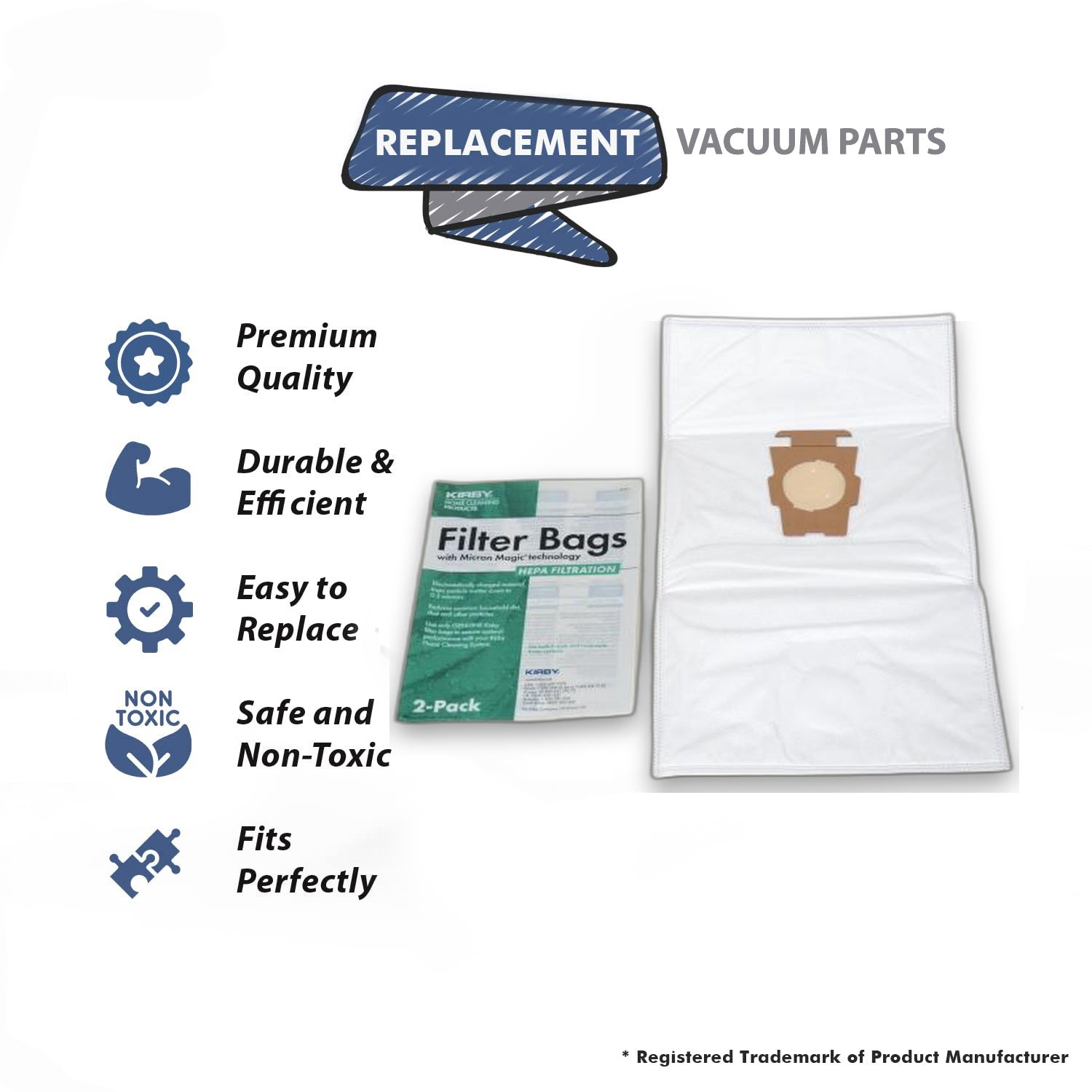 Topvacuumparts Replacement Part For Kirby Vacuum Cleaner 2 Paper BagsKirby Upright Part # compare to part 205814A